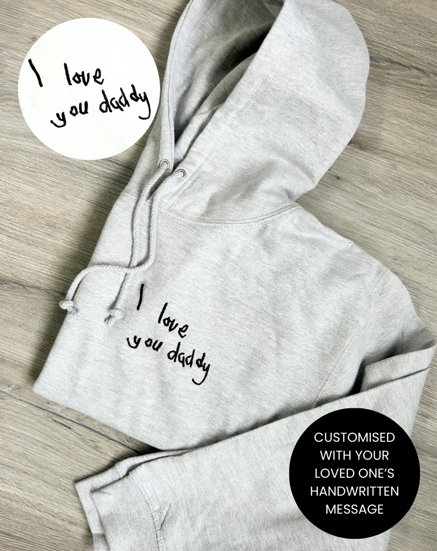 Custom Embroidered Men's Hoodie with Personalized Handwriting - Perfect for Gifts, Casual Wear & Special Occasions