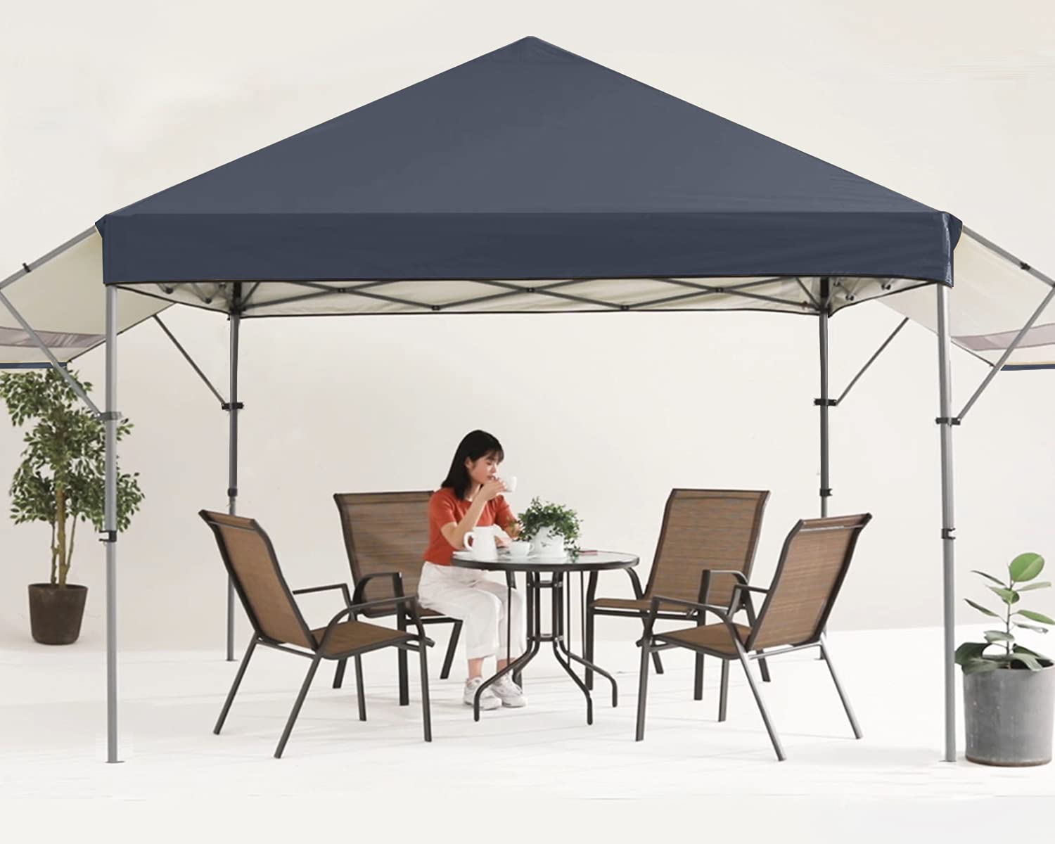 MASTERCANOPY 10x10 Pop-up Gazebo Canopy Tent with Double Awnings - Dark Gray Outdoor Party Canopy for Backyard, Beach, Camping & Events