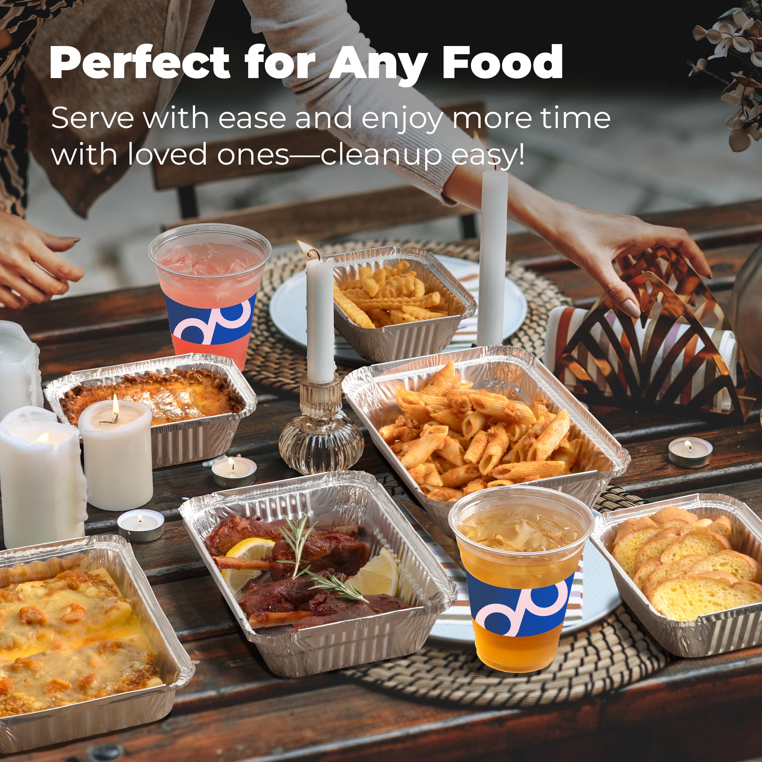 50 Pack 2.25 lb Disposable Aluminum Foil Pans with Clear Lids - 8.5 x 6.15 x 2.15 Inch Freezer & Oven Safe Food Containers for Meal Prep, Catering, Takeout & Baking - Perfect for Restaurants, Food Delivery & Home Cooking