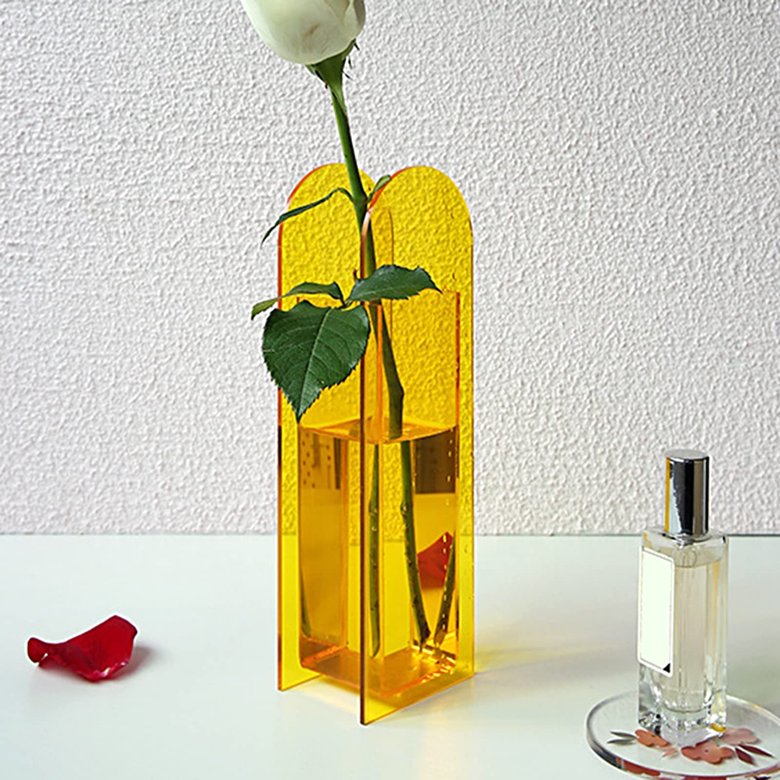 Nordic Style Acrylic Flower Vase - Light Yellow, 7.5