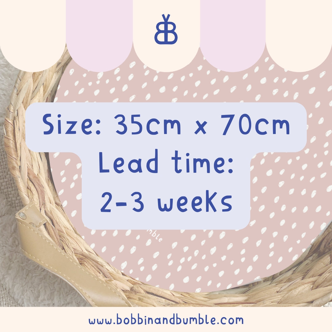 Dusky Pink Dots PVC Changing Basket Liner - Waterproof Baby Changing Pad Cover | Bobbin and Bumble | Perfect for Nursery, Diaper Changing Station & Baby Care Essentials