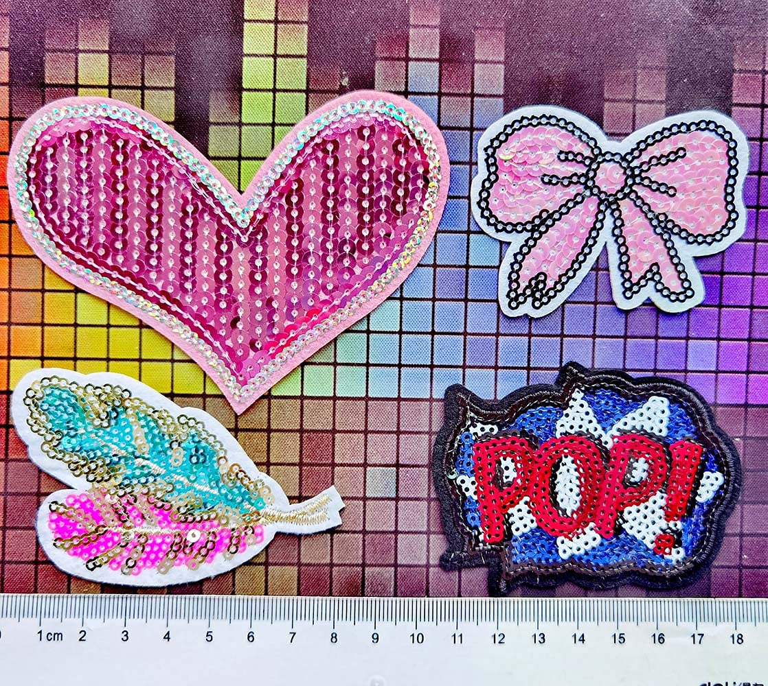 32pcs Assorted Styles Sequins Sew-on/Iron-on Embroidered Patches for Clothes, Hats, Pants, Shoes & DIY Crafts - Perfect for Fashion Upgrades, Home Decor & Personalized Gifts (Qingxi Charm Collection)