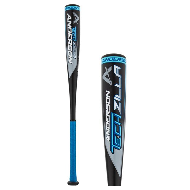 Anderson Techzilla 8 USSSA Baseball Bat - 1 Piece Aluminum Alloy Bat for Youth & Adult Players - Black/Blue Design - Perfect for League Games, Training & Home Practice
