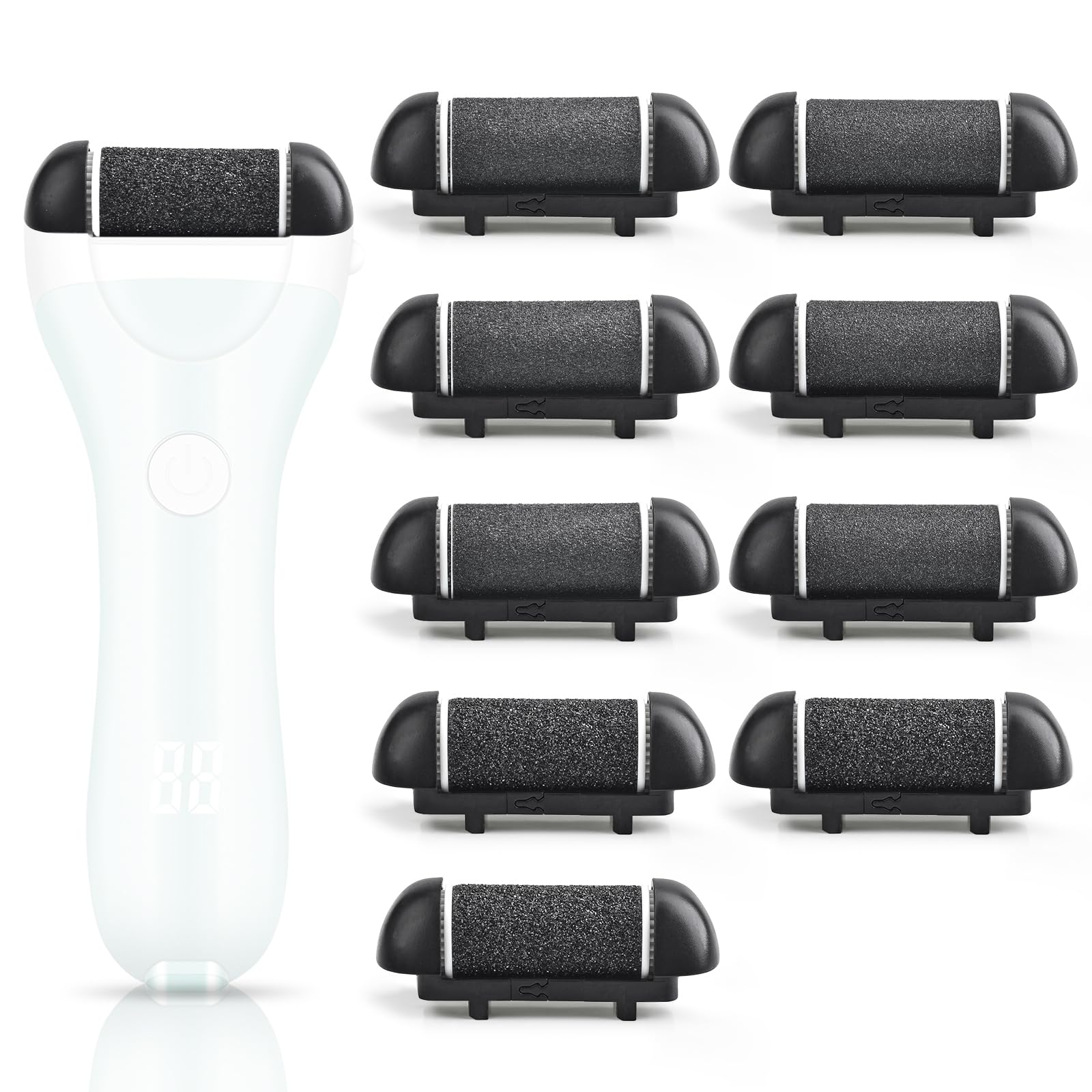 9 Pack Replacement Roller Heads for Electric Callus Remover - Extra Coarse, Regular Coarse & Fine Coarse Refills - Compatible with Most Electric Foot Files & Callus Grinders (Perfect for Pedicures & At-Home Foot Care)
