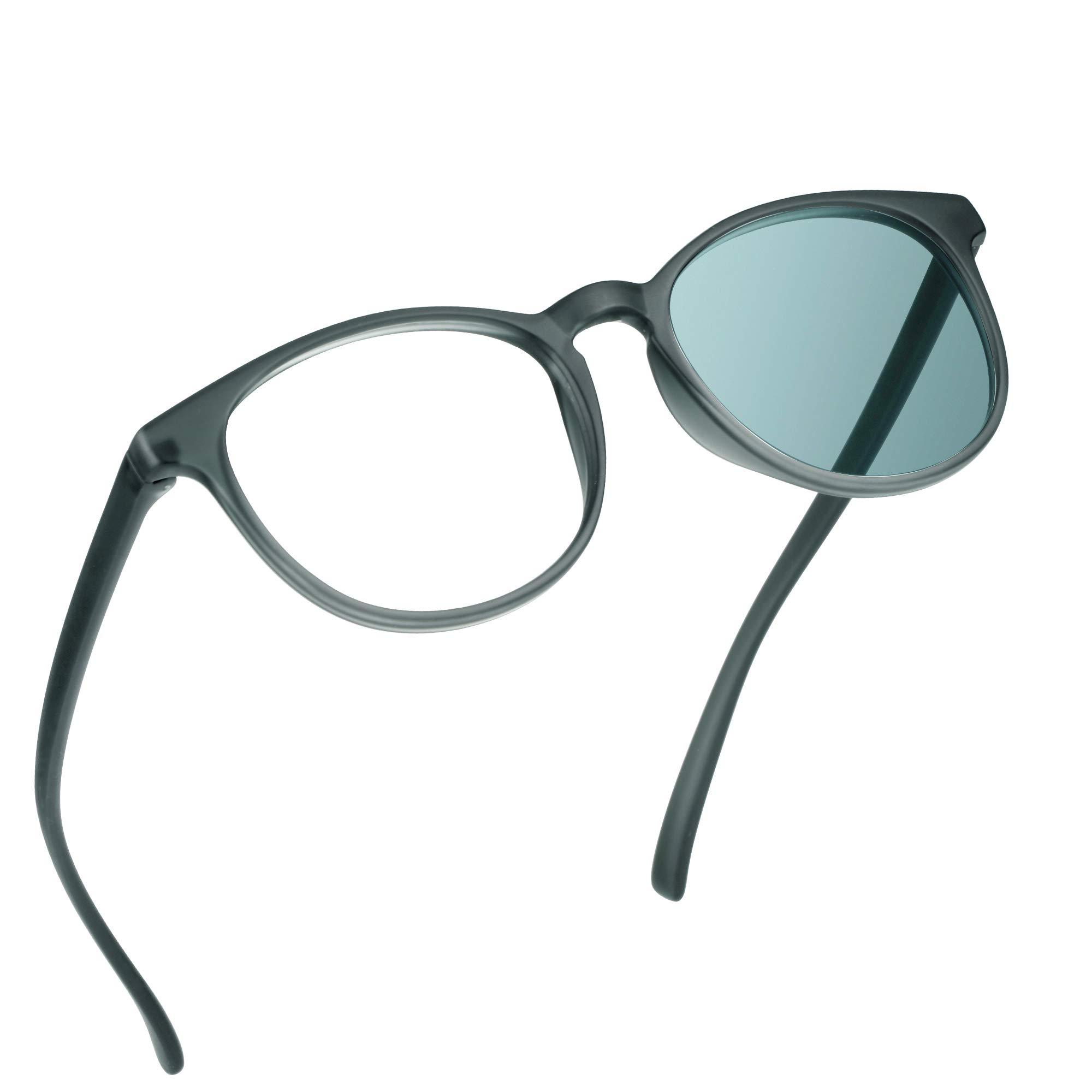 Blue Light Blocking Glasses with Spring Hinge & Photochromic Gray Lenses - Anti Eyestrain Computer Reading Glasses for Women & Men - Gaming Glasses, TV Glasses with Anti Glare - Perfect for Office Work, Online Classes & Night Driving