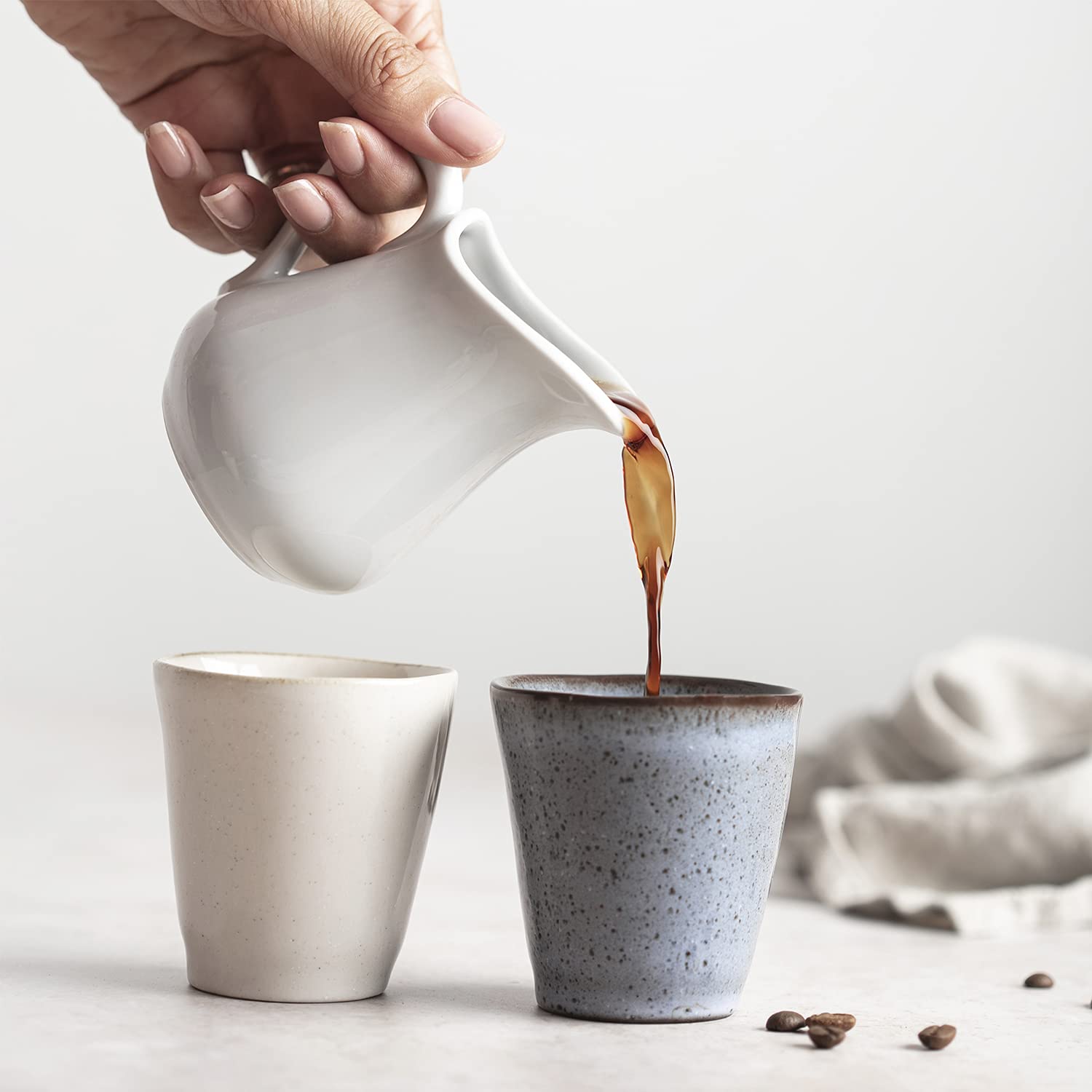 Origeens Handmade Ceramic Espresso Cup Set - 4 Pack (120ml Each) | Artisan Coffee Cups Made in Portugal | Perfect for Espresso, Cappuccino & Latte | Great Gift for Coffee Lovers & Home Baristas