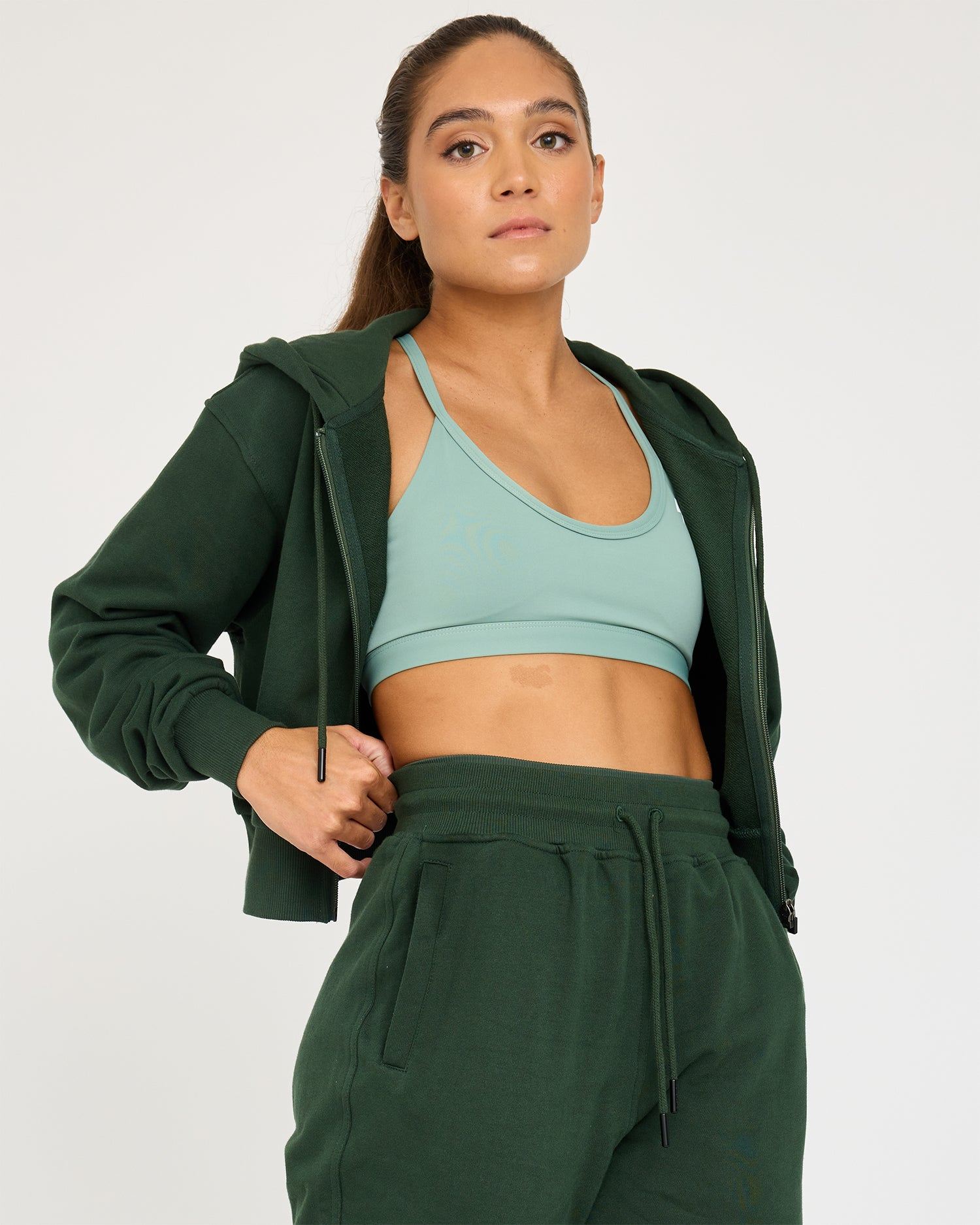 Core Classic Cropped Zip Hoodie for Women - Lightweight Fleece Pullover with Front Pockets | Perfect for Gym, Running & Casual Streetwear