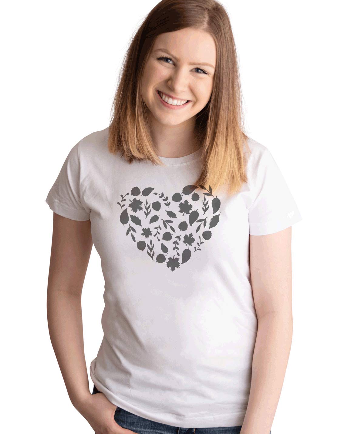 7 ate 9 Apparel Women's Heart & Fall Leaves Print Long Sleeve Shirt | Autumn Fashion Top for Casual Wear, Date Night & Thanksgiving Outfits
