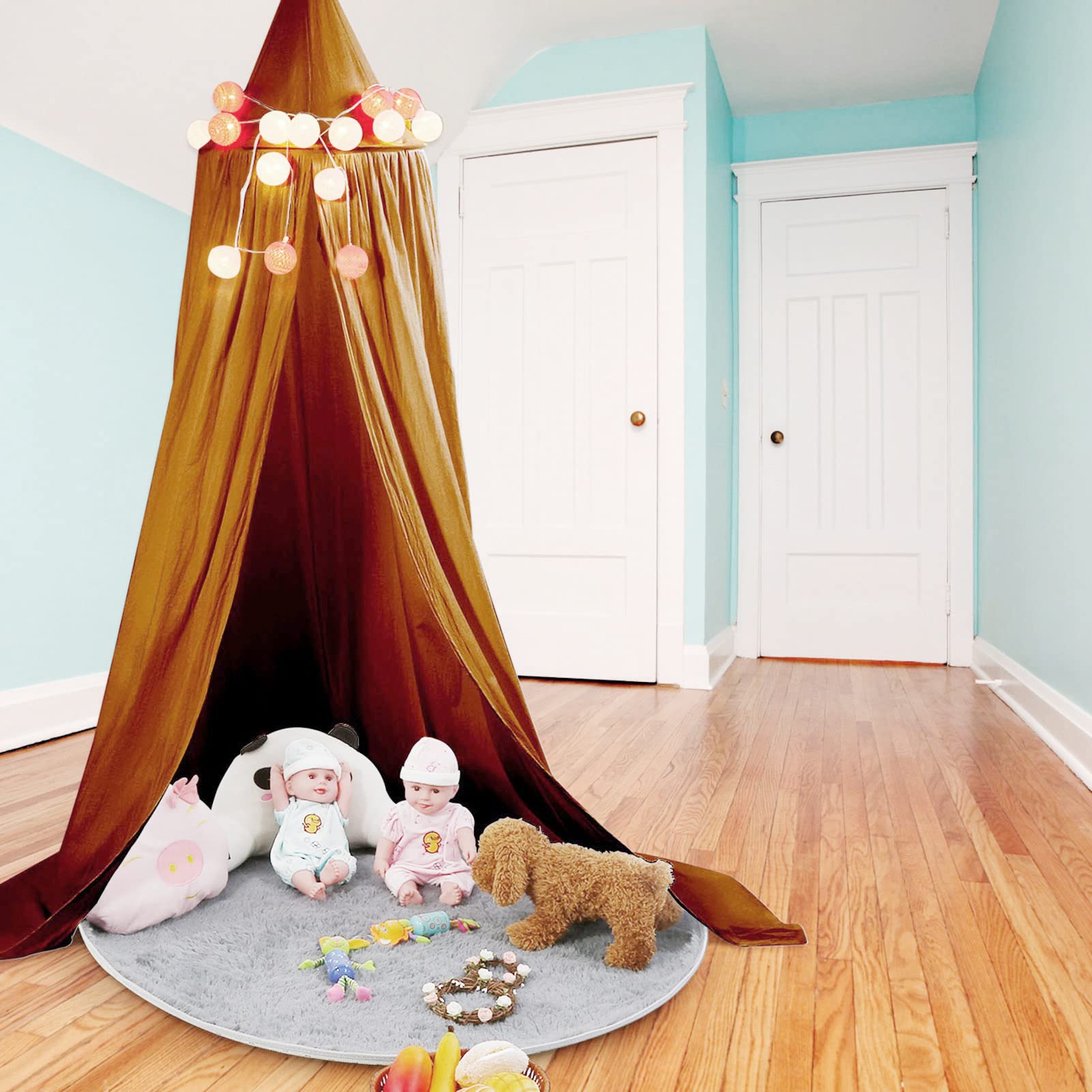 Cotton Kids Bed Canopy - Hanging Net Curtain for Children's Reading Nook, Indoor Bedroom Decor, Princess Canopy Bed, Hammock & Room Corner Decoration (Claybank) | Perfect for Bedrooms, Playrooms & Cozy Reading Spaces