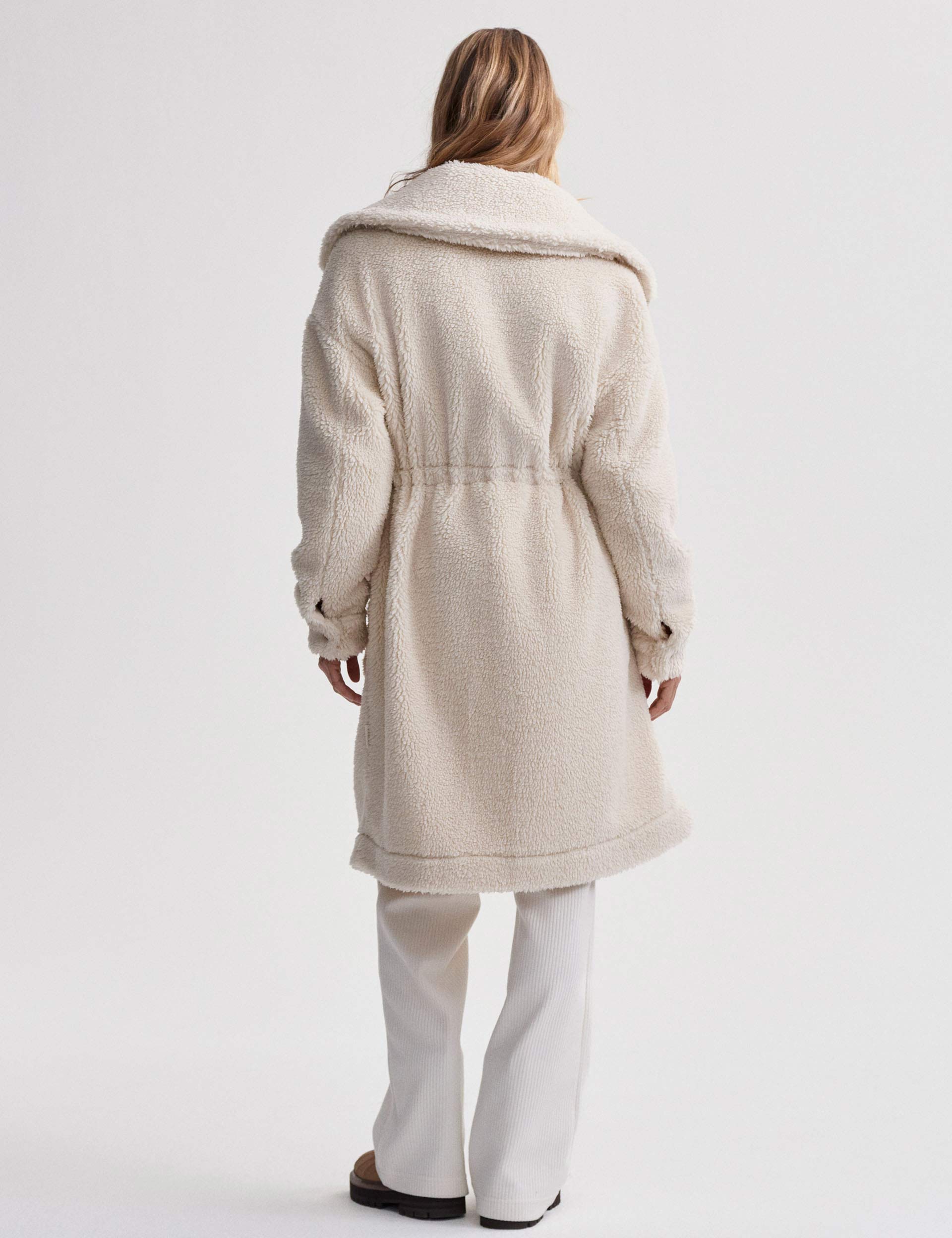Logan Sherpa Coat for Women - Soft Fleece Lined Winter Jacket in Sandshell - Cozy Outerwear for Cold Weather & Outdoor Adventures