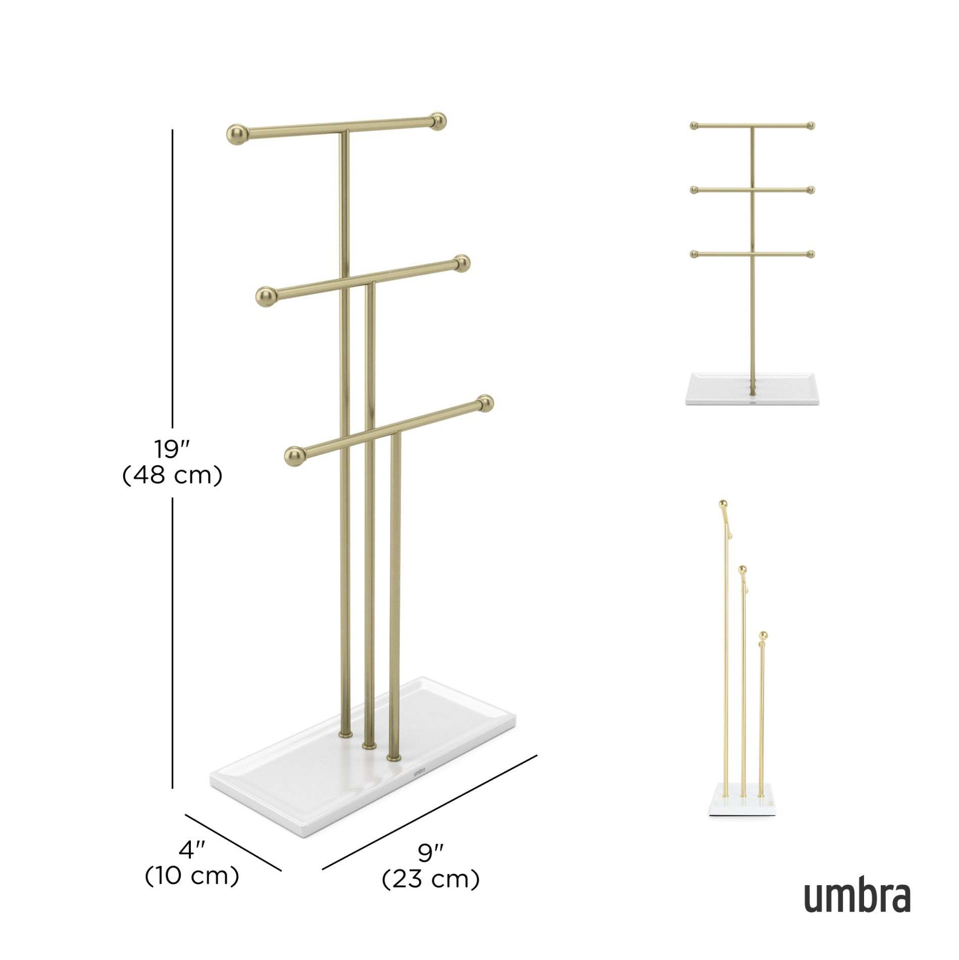 Trigem Jewelry Stand - 3-Tier Elegant Jewelry Organizer for Necklaces, Rings & Bracelets - Perfect for Bedroom, Bathroom & Travel Accessory Storage