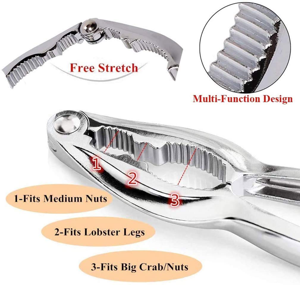 13-Piece Lobster Crackers and Picks Set - 3 Stainless Steel Crab Crackers & 10 Seafood Forks - Nut & Crab Leg Crackers - Dishwasher Safe - Perfect for Seafood Boils, Dinner Parties & Beach Picnics