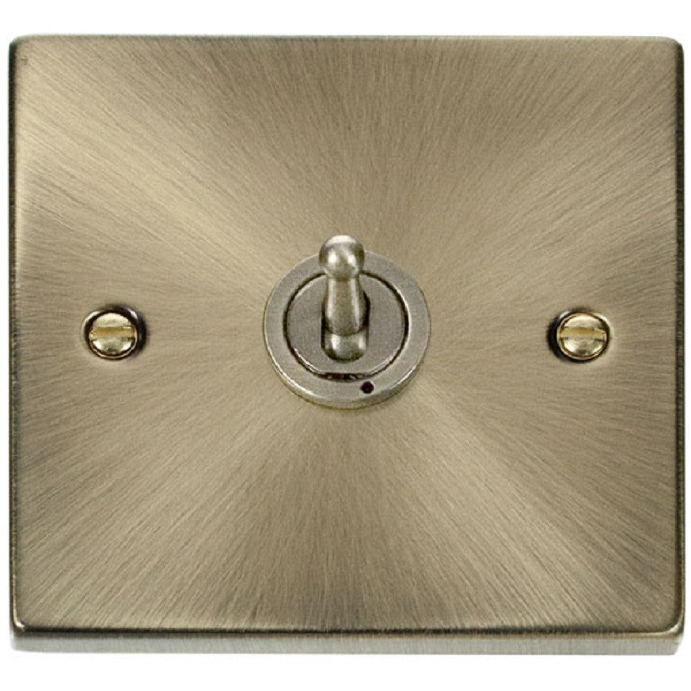 Vintage Antique Brass 1-Gang Toggle Light Switch VPAB421 - Perfect for Home Renovation, Industrial Decor & Retro Style Electrical Upgrades