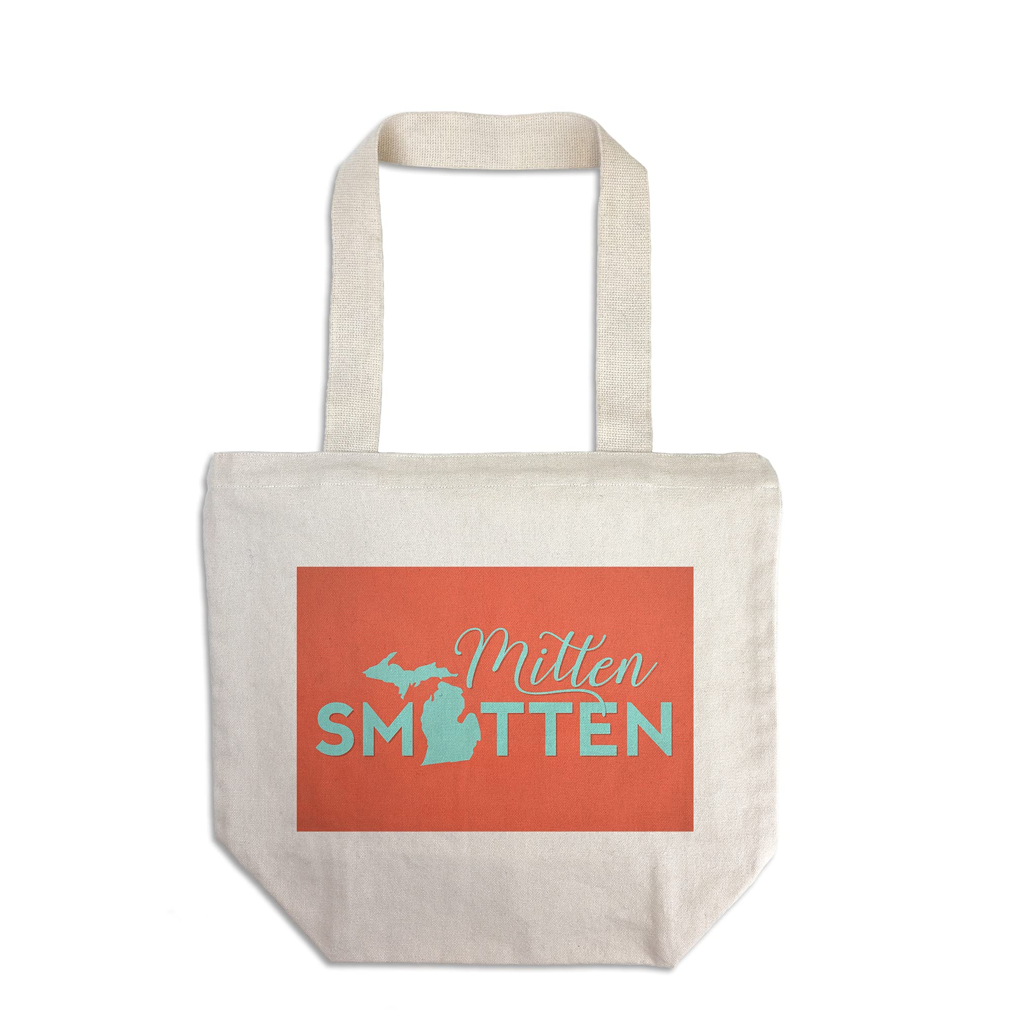 Lantern Press Michigan Mitten Smitten Orange 100% Cotton Canvas Reusable Tote Bag - Perfect for Grocery Shopping, Beach Trips & Eco-Friendly Lifestyle