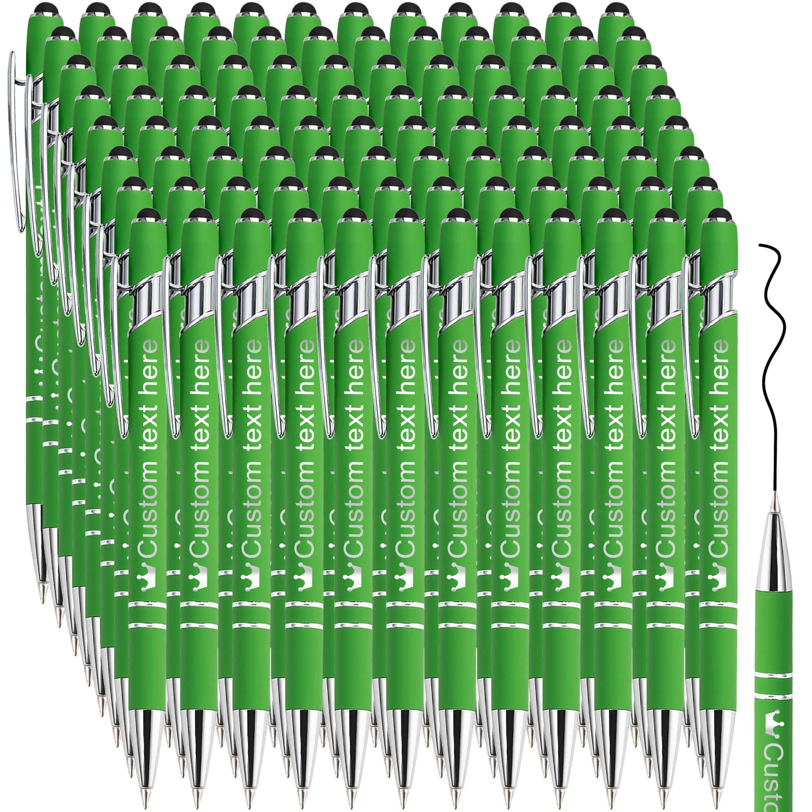 504 Pcs Custom Engraved Metal Pens with Stylus - Personalized Name/Logo Ballpoint Pens for Business & Office (Black Ink, Click Action) - Perfect for Corporate Gifts, Promotions & Branding Events