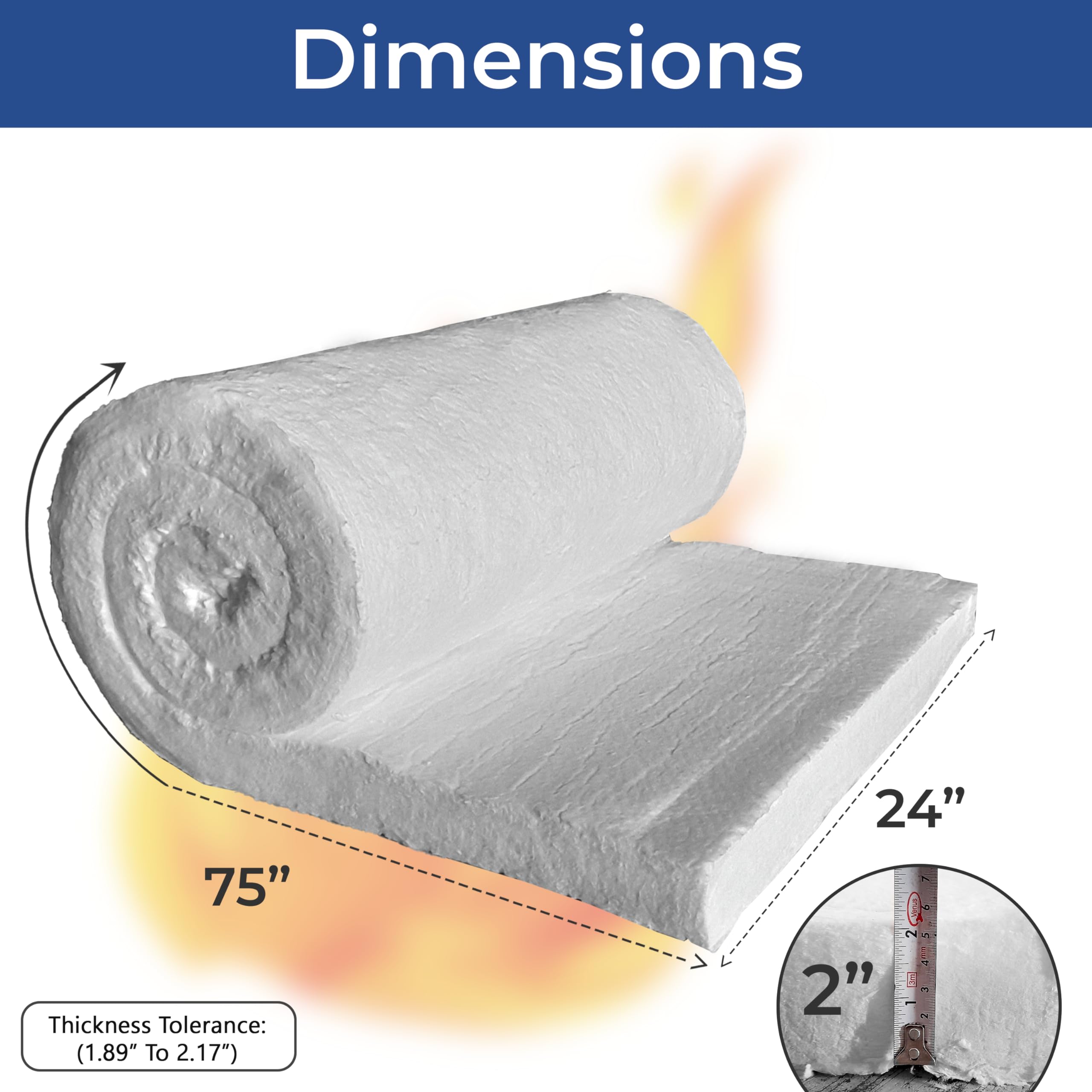 High-Temperature Ceramic Fiber Insulation Blanket - 8# 2400°F Fireproof - 2