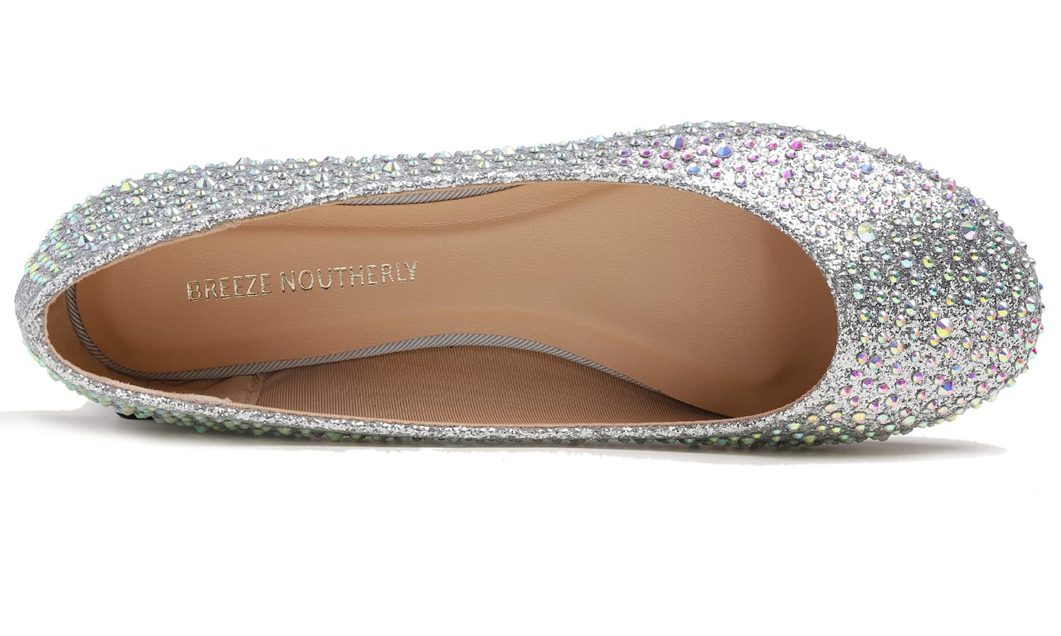 Sparkly Rhinestone Ballet Flats for Women - Elegant Wedding Bridal Party Shoes with Bling for Dances, Prom & Special Occasions