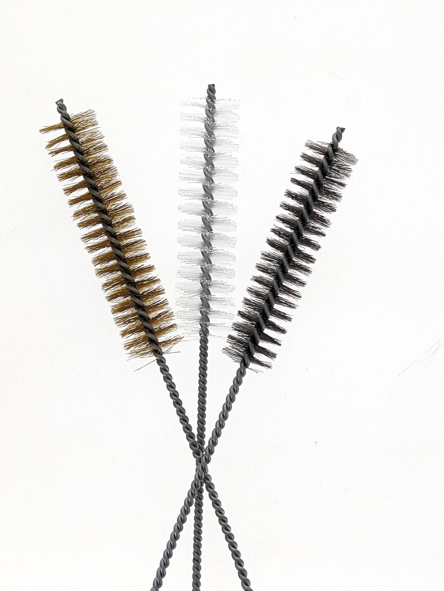 3-Piece 16-Inch Tube Cleaning Brush Set - Copper, Stainless Steel & Nylon Bristles for Various Surfaces (1.5-Inch Diameter) - Perfect for HVAC, Plumbing & Automotive Maintenance