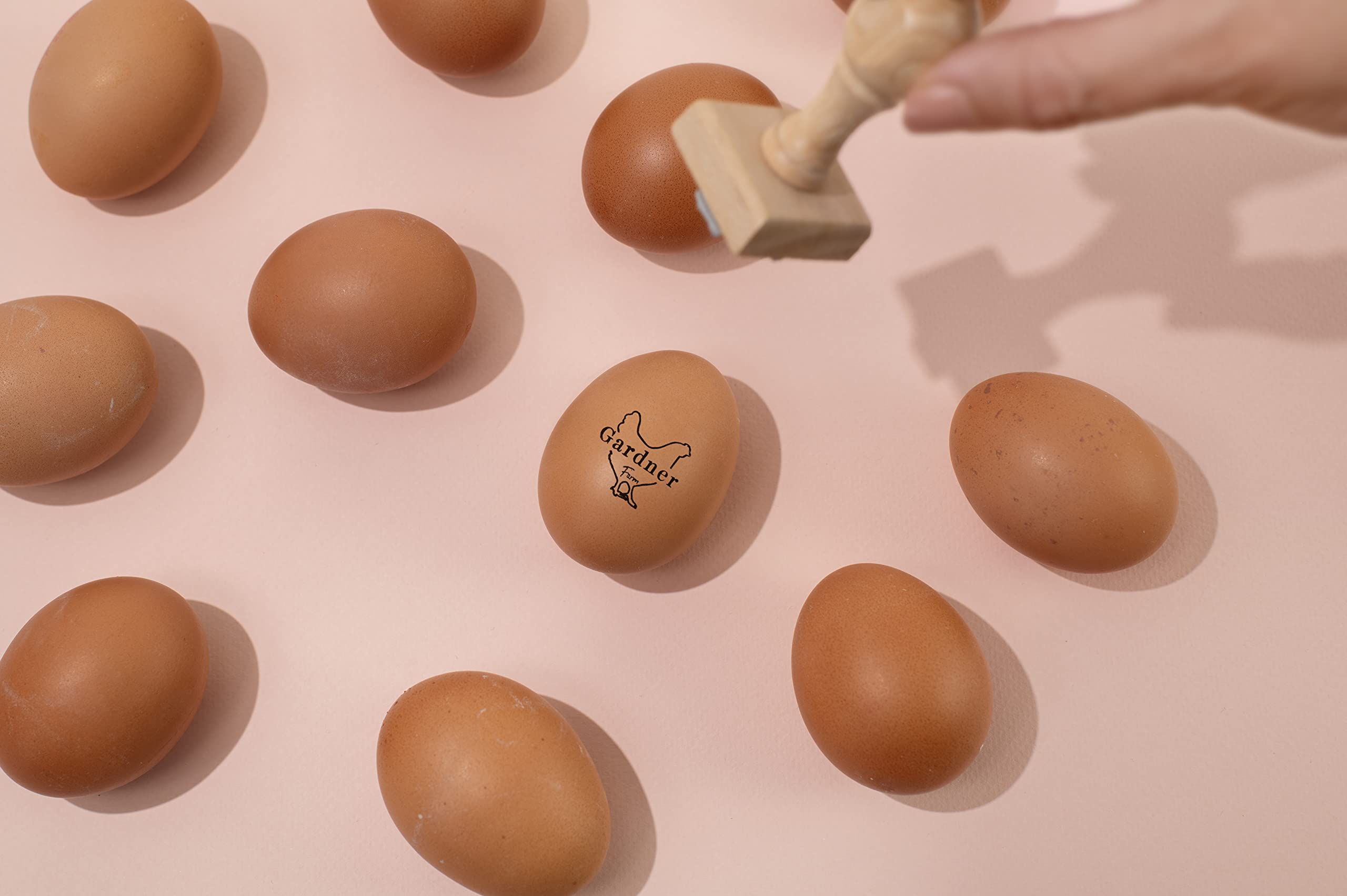 Personalized Egg Stamp for Fresh Eggs - Custom Chicken Egg Wooden Rubber Stamper with Self-Inking Black Ink | Farm & Kitchen Use | Unique Mini Logo Design for Egg Labeling & Packaging