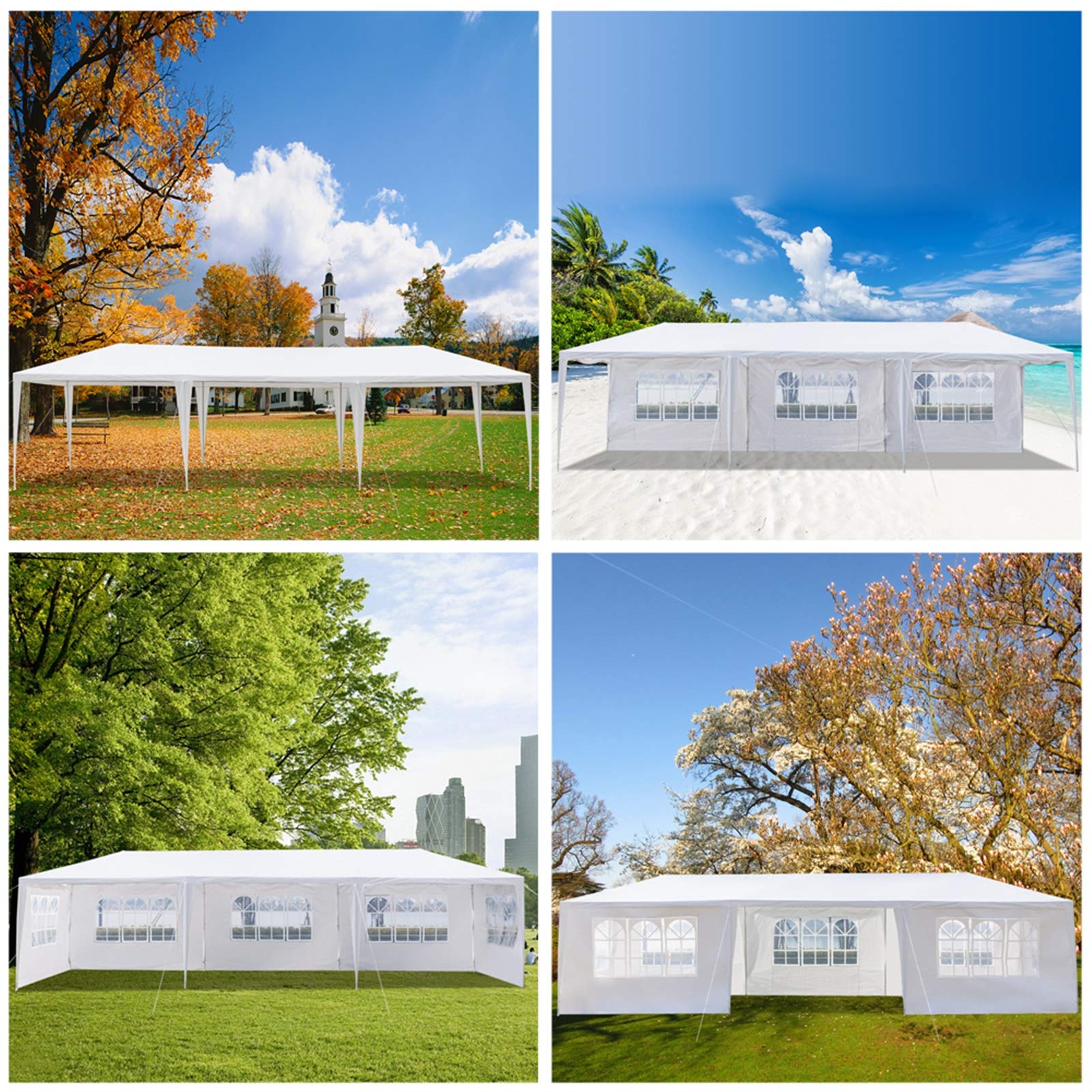 10x30 FT Waterproof Party Tent Canopy with Removable Sidewalls - Heavy Duty PE Cloth for Outdoor Weddings, Camping, BBQ, Backyard Events & Garden Parties