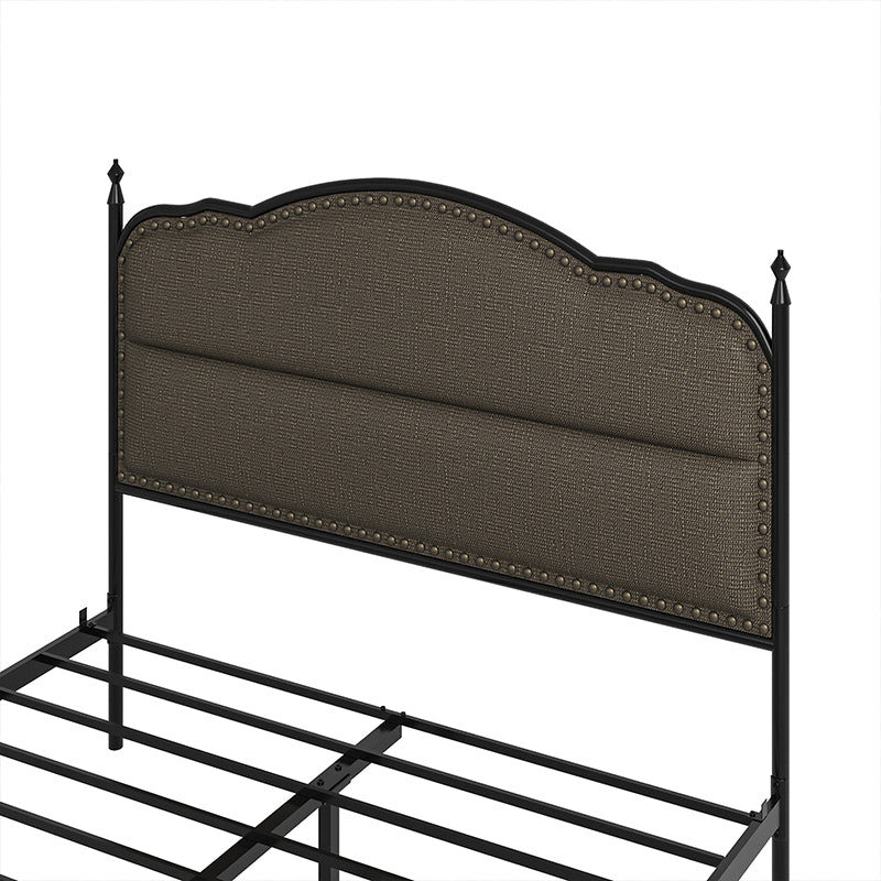 Ernesto 61 Industrial King & Queen Size Platform Bed Frame - Modern Metal & Wood Design for Bedroom, Guest Room, Loft or Studio Apartment