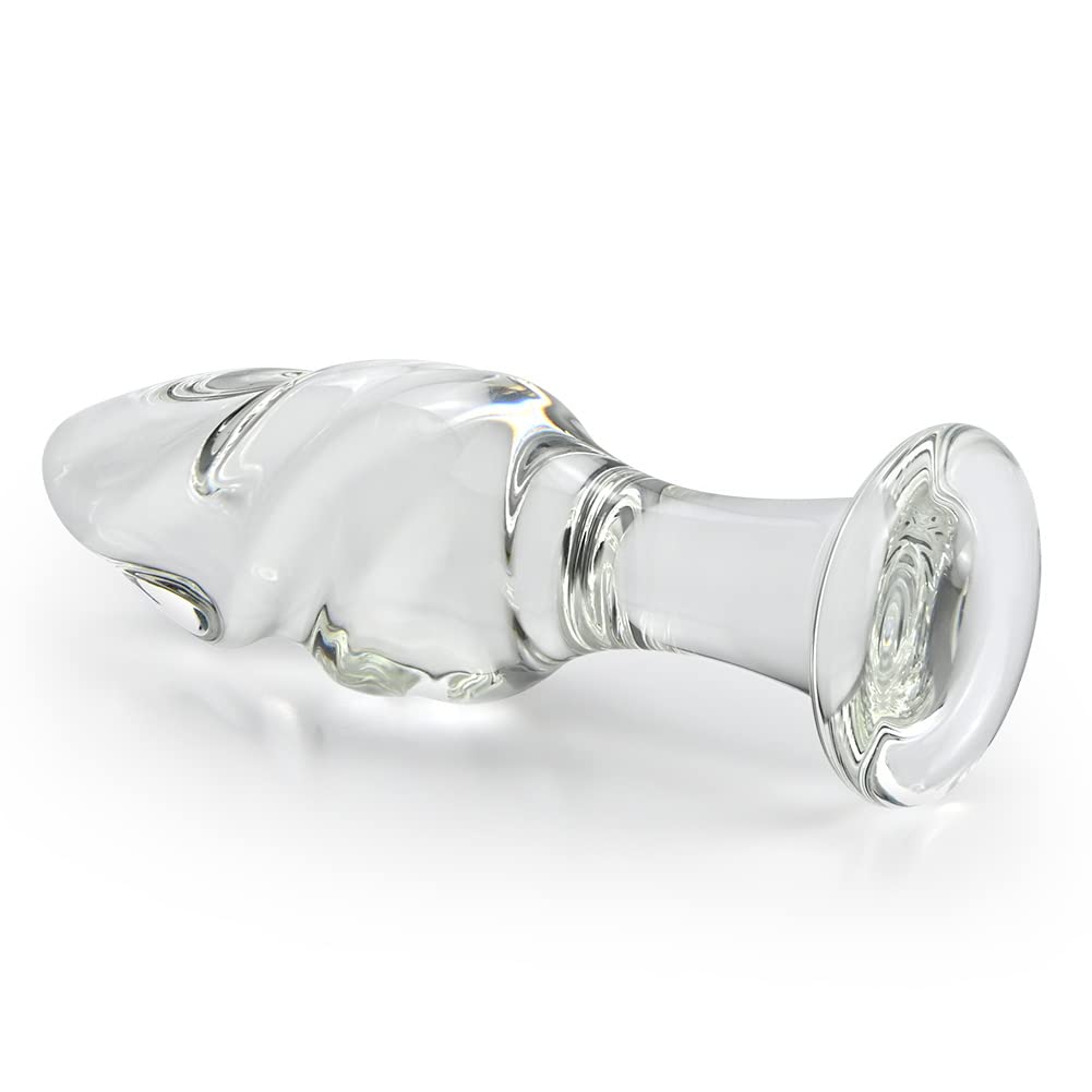 FST Glass Spiral Anal Butt Plug - Transparent Crystal G-Spot Massager for Vaginal Stimulation - Adult Sex Toys for Women & Men Beginners (Large Size) - Perfect for Couples Play and Solo Exploration