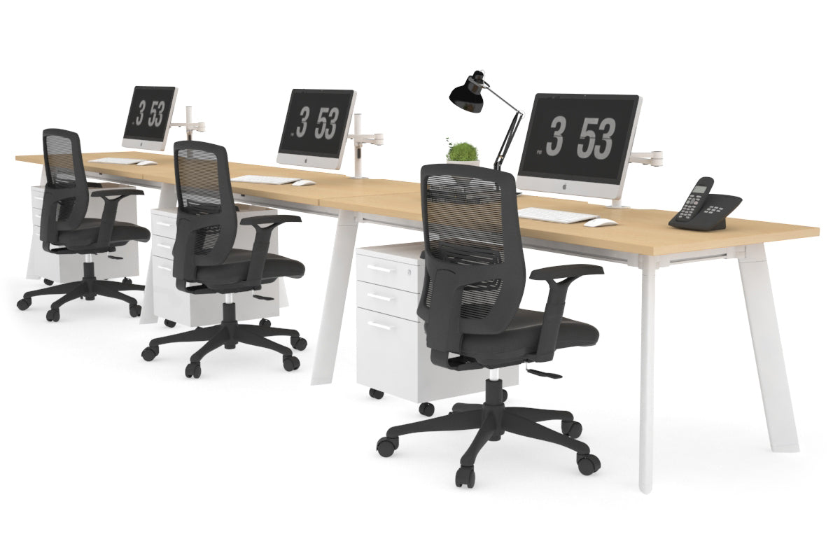 Switch 3-Person Office Workstation Desk - 1800L x 800W with Cable Management | Ideal for Collaborative Workspaces & Open Office Environments