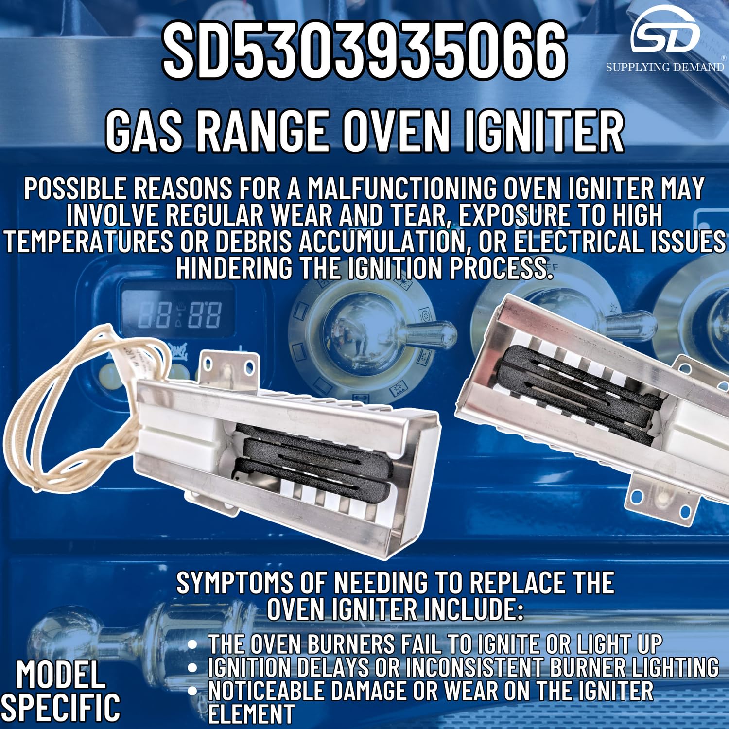 Replacement Gas Range Oven Igniter 5303935066 318177720 - Compatible with Multiple Stove Models for Home Kitchen Repair & Cooking Needs