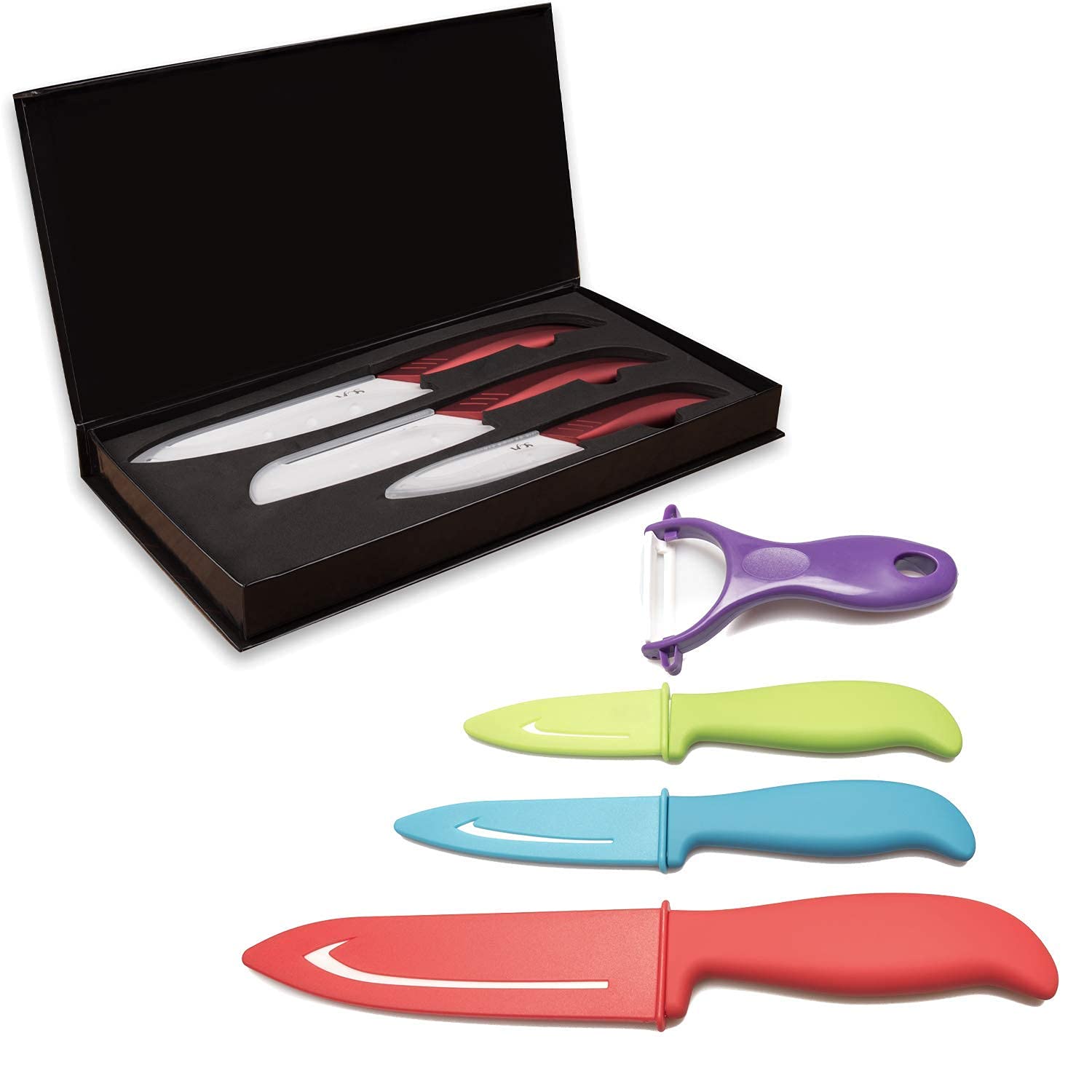 Premium Ceramic Knife Set - 2-Piece Bundle with Elegant Gift Box | Ultra Sharp Kitchen Knives for Slicing, Dicing & Peeling Fruits, Vegetables & More