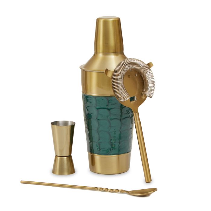 Carolina Green Enamel Cocktail Set - Vintage Style 6-Piece Barware for Home Entertaining, Parties & Outdoor Gatherings