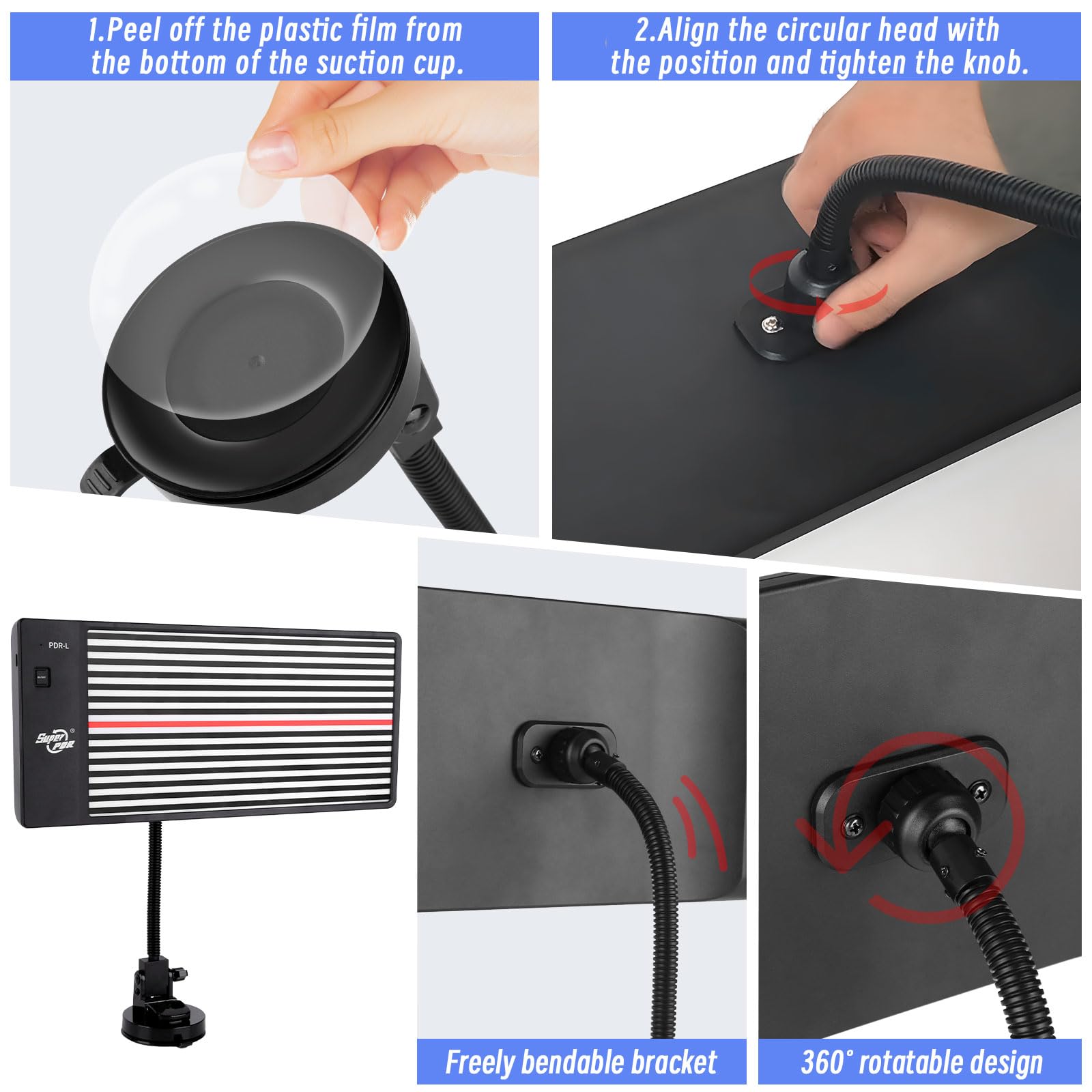 Professional LED PDR Light Board for Dent Repair - USB Battery Powered Automotive Body Repair Tool with Reflection Light - Perfect for Car Dent Removal, Paintless Dent Repair (PDR), and Auto Body Shop Lighting