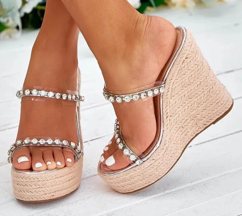 Women's Summer Peep Toe Wedge Sandals - Comfortable Casual Beach Shoes for Outdoor, Vacation & Party Wear