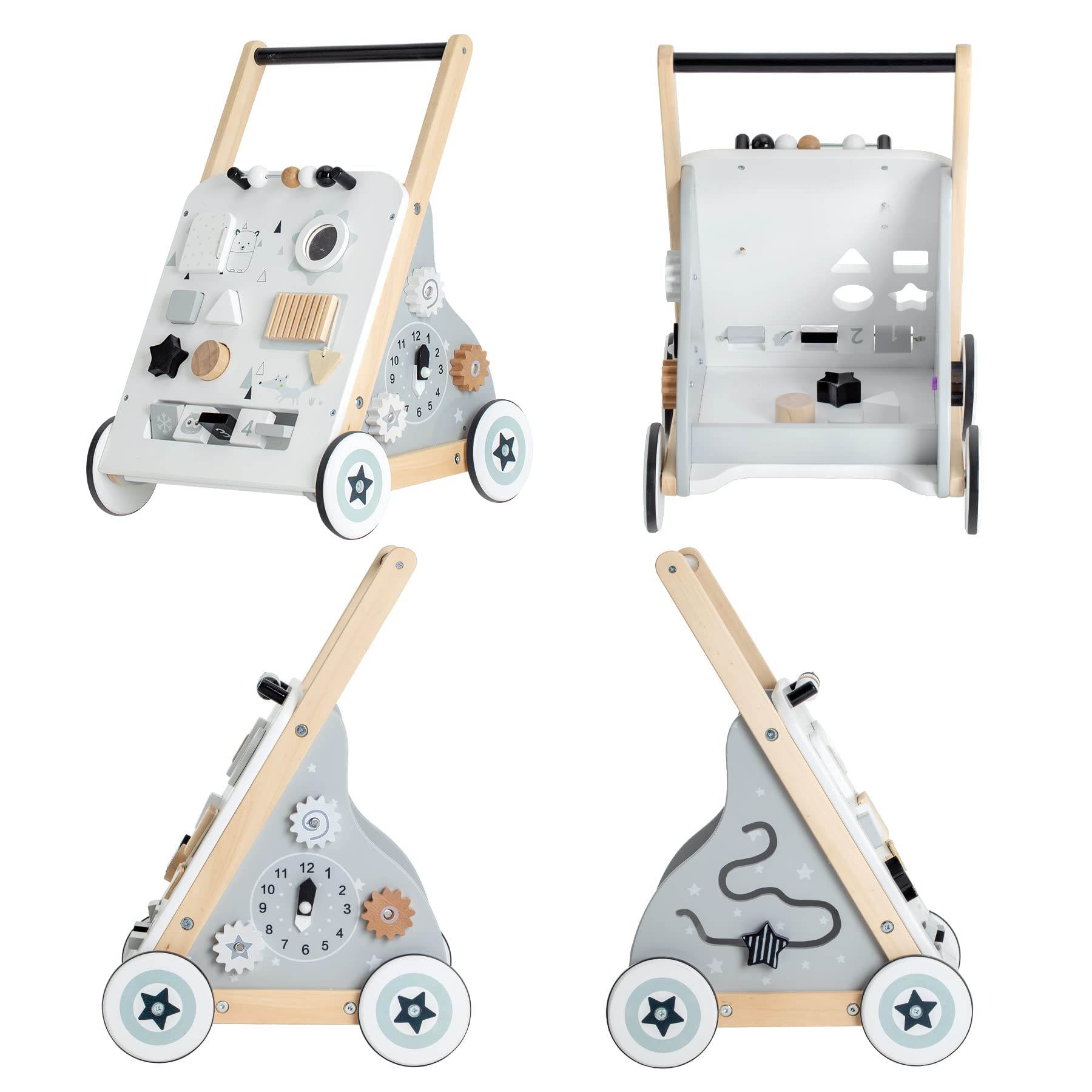 **Wooden Baby Walker - Montessori Push Toy for 1+ Year Old Boys & Girls - Multi-Activity Learning Walker with Wheels - Perfect for Early Walking & Playtime**    *(Use: Great for home playrooms, daycare centers, or as a toddler's first walking aid!)*
