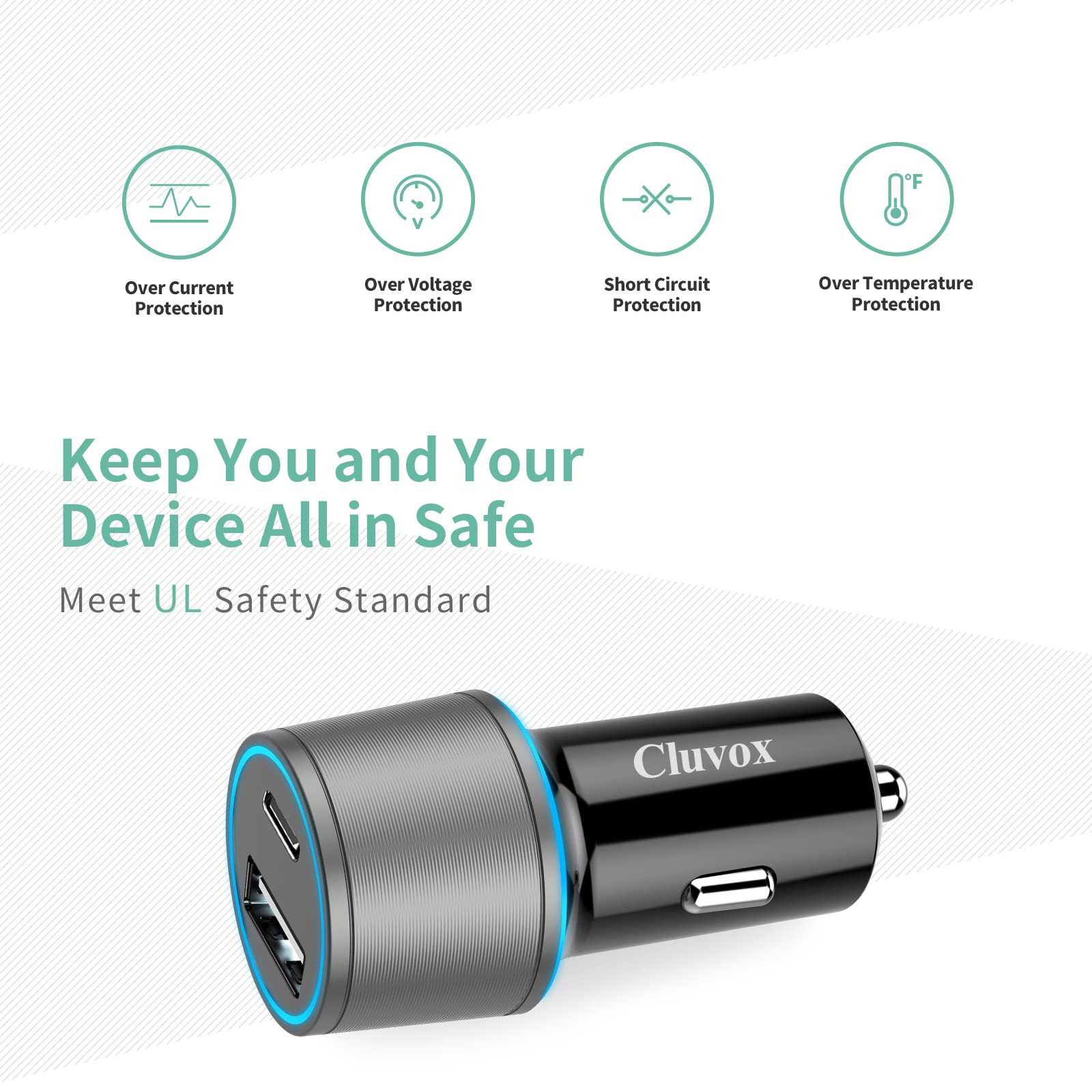 35W USB C Car Charger Fast Charging Dual Port - Compatible with iPhone 16/15/14/13/12/11 Pro/Max/Plus, Samsung Galaxy S25/S24 - Perfect for Road Trips & Daily Commutes