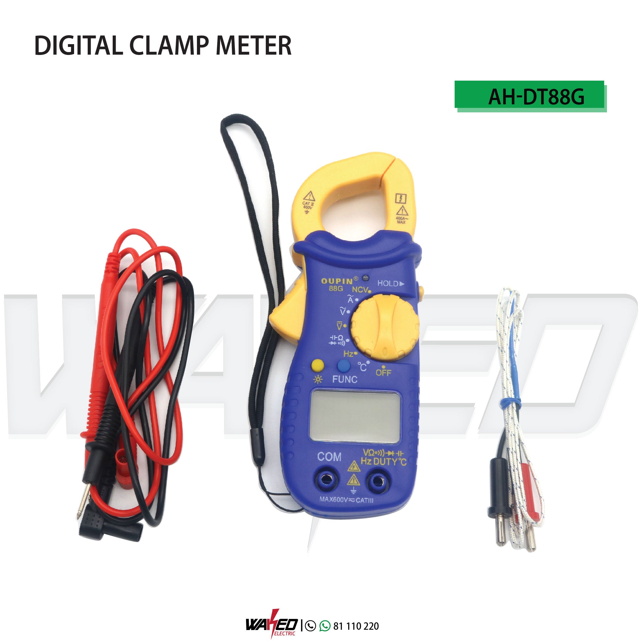 DT88G Digital Clamp Meter - AC/DC Current Voltage Tester with Auto-Ranging, Backlit Display for Electricians, HVAC Technicians - Perfect for Home Electrical Repairs, Automotive Diagnostics & Industrial Maintenance