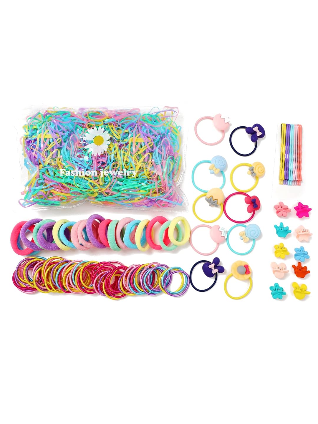 Melbees by Yellow Chimes Girls Hair Clips Set - Non-Slip Kids Hair Accessories with Rubber Bands, Cute Claw Clips & Hair Pins for Baby, Toddler & Teen - Perfect for School, Parties & Everyday Styling
