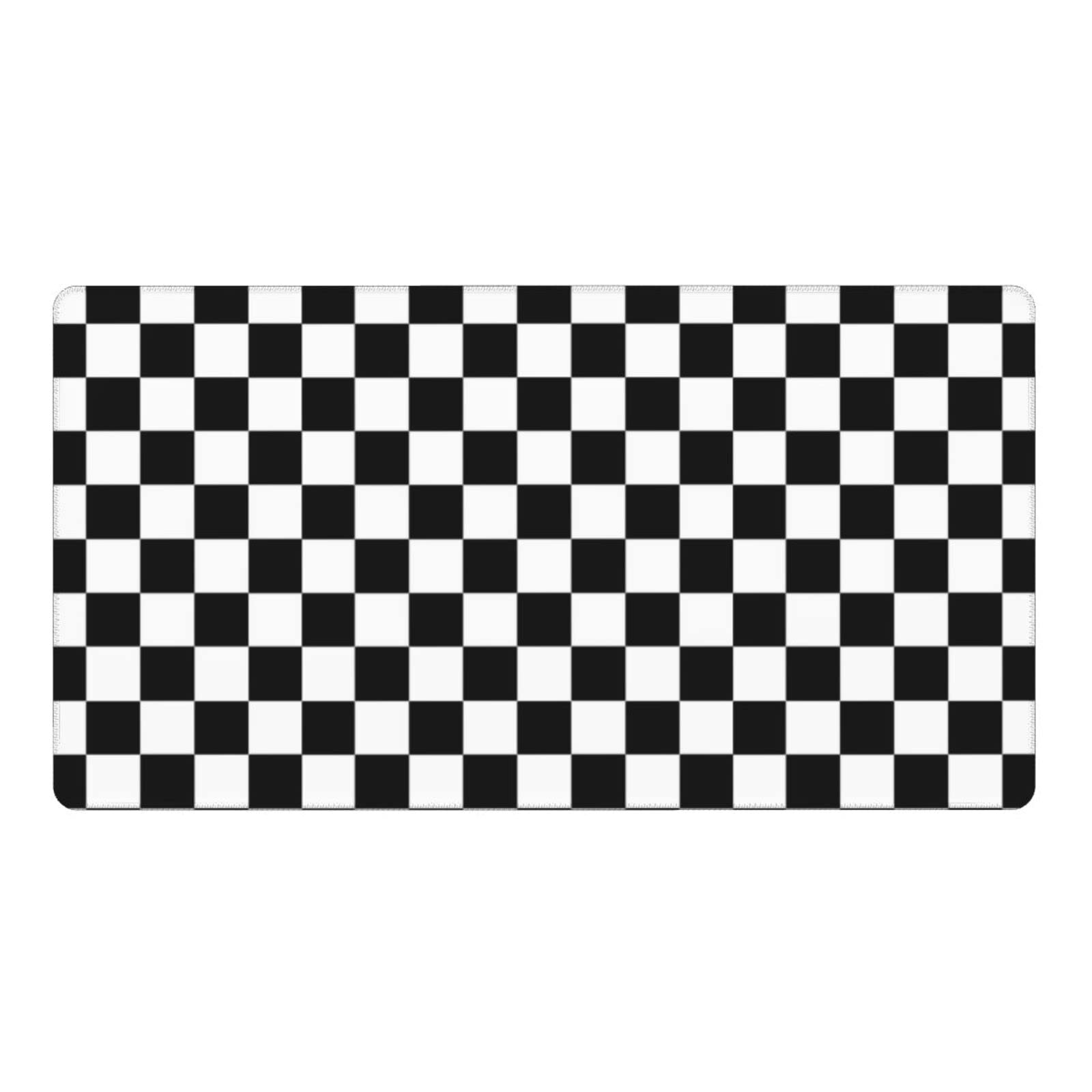 Black and White Checkerboard Desk Mat - Large 16