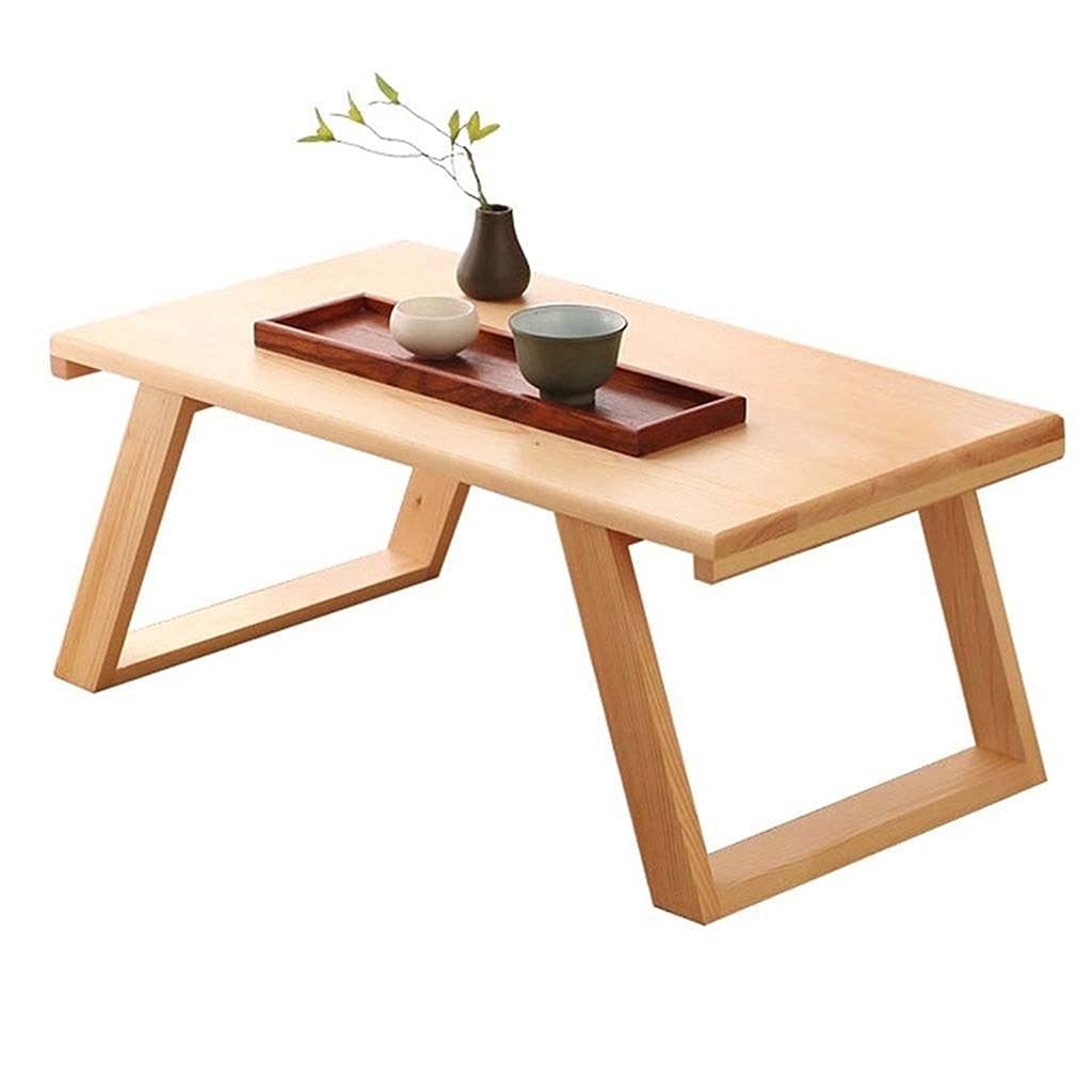 Foldable Solid Wood Coffee Table - Creative Bay Window Small Table for Living Room, Brown (70x40x30cm) | Perfect for Compact Spaces, Reading Nooks & Lounge Areas