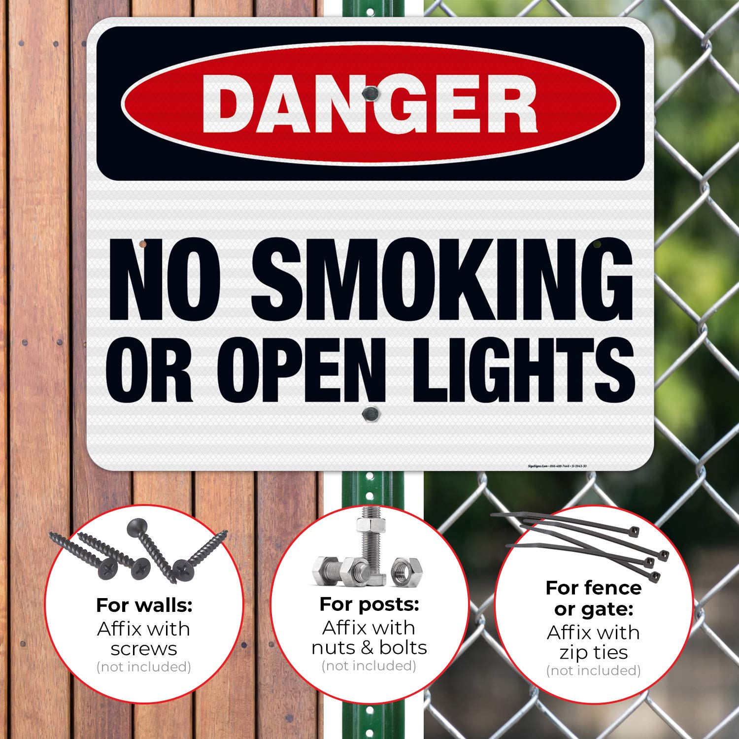 Danger No Smoking or Open Flames Sign - OSHA Compliant 24x30 Inch Reflective Aluminum Sign, 3M EGP .080 Thick, Fade Resistant for Indoor/Outdoor Use - Made in USA | Perfect for Construction Sites, Warehouses & Hazardous Areas