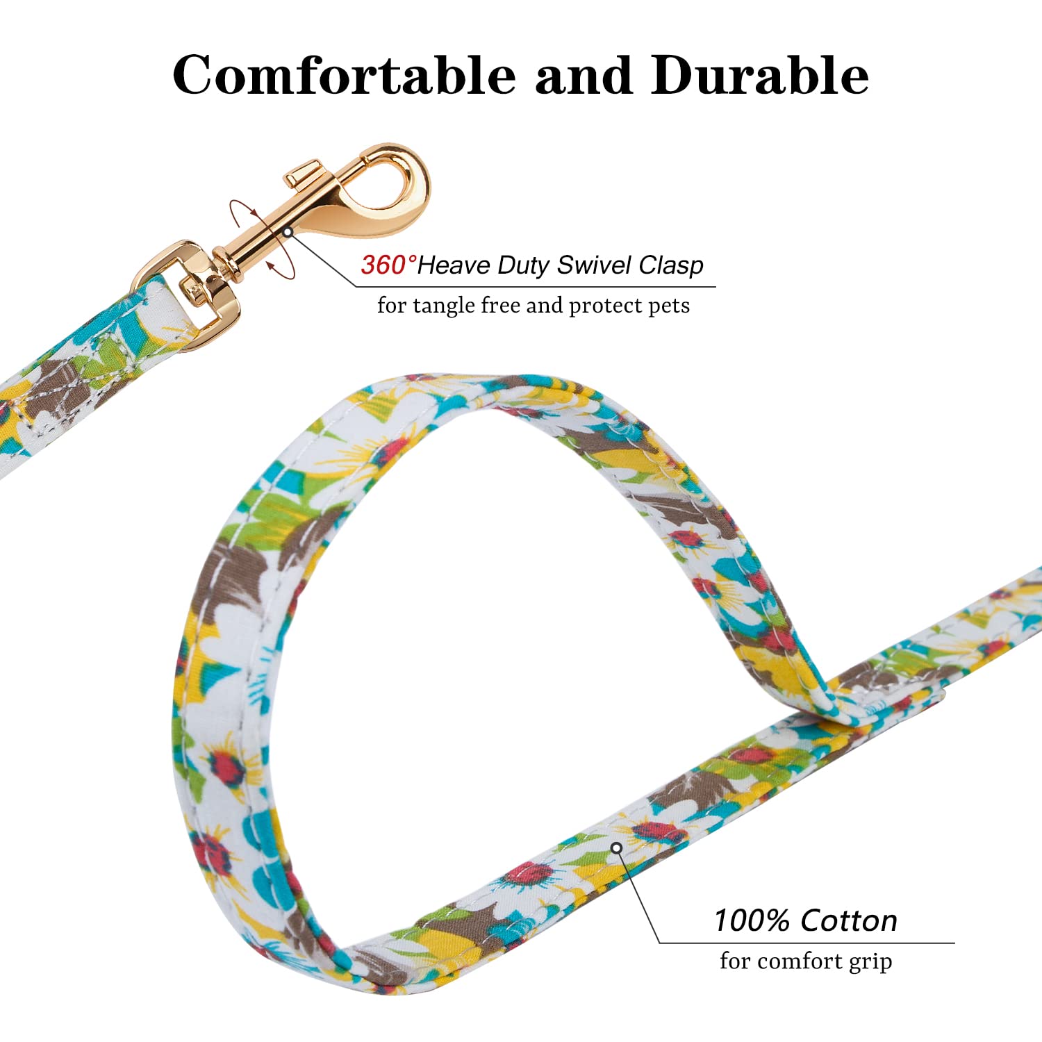 **CHEDE No Pull Floral Dog Harness - Adjustable Soft & Lightweight Small Dog Harness with Leash Set for Puppies & Medium Dogs - Perfect for Walks, Training & Outdoor Adventures**