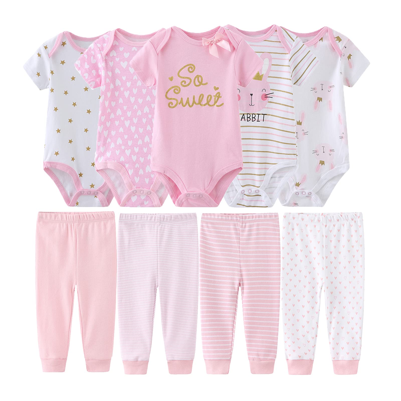 Soft Short Sleeve Baby Bodysuit & Newborn Pants Set - Cute Infant Clothes for Boys & Girls | Perfect for Playtime, Photos & Everyday Wear