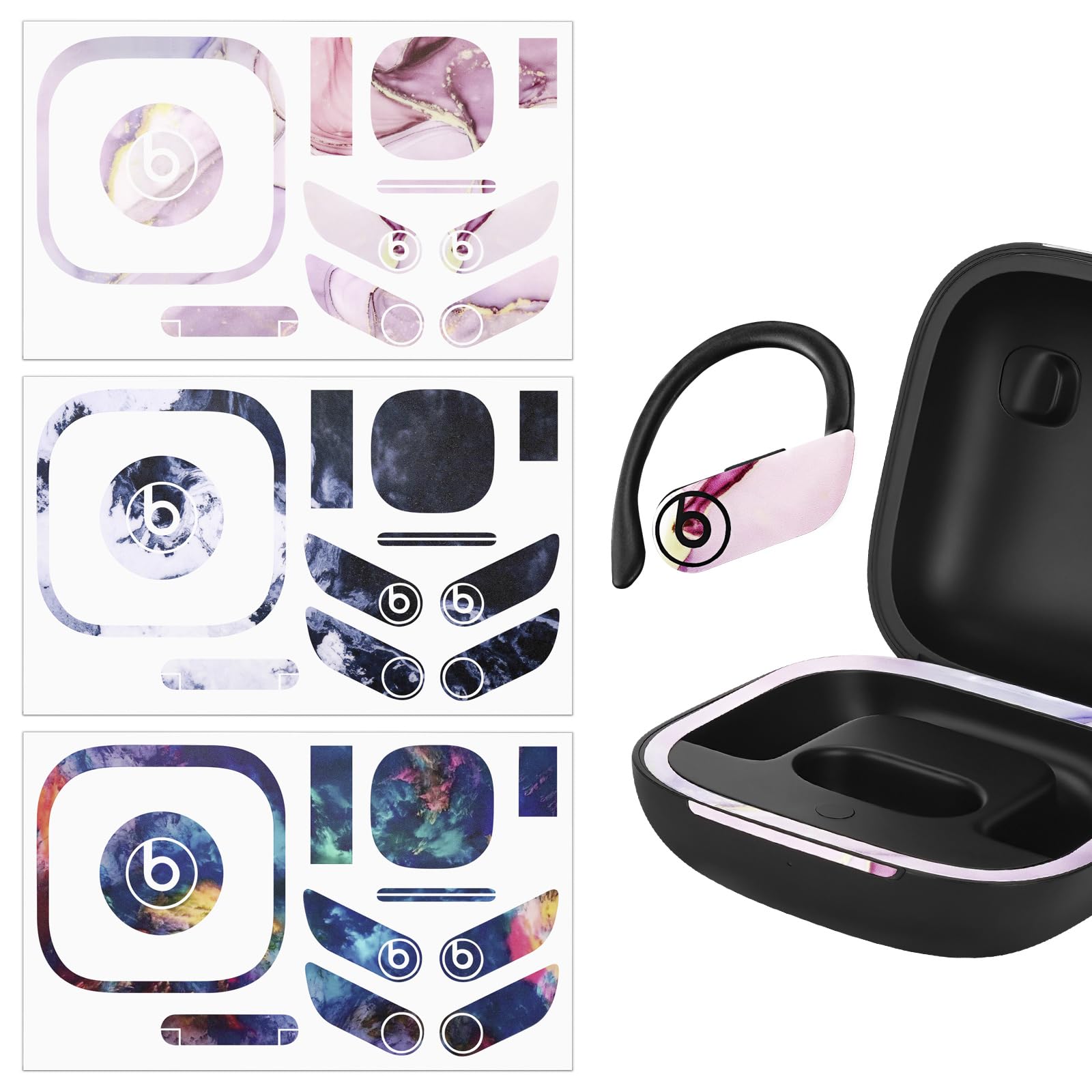 Geekria Protective Stickers Compatible with Beats Powerbeats Pro Wireless Earbuds - Durable Skin Decals for Gym, Running & Sports Activities