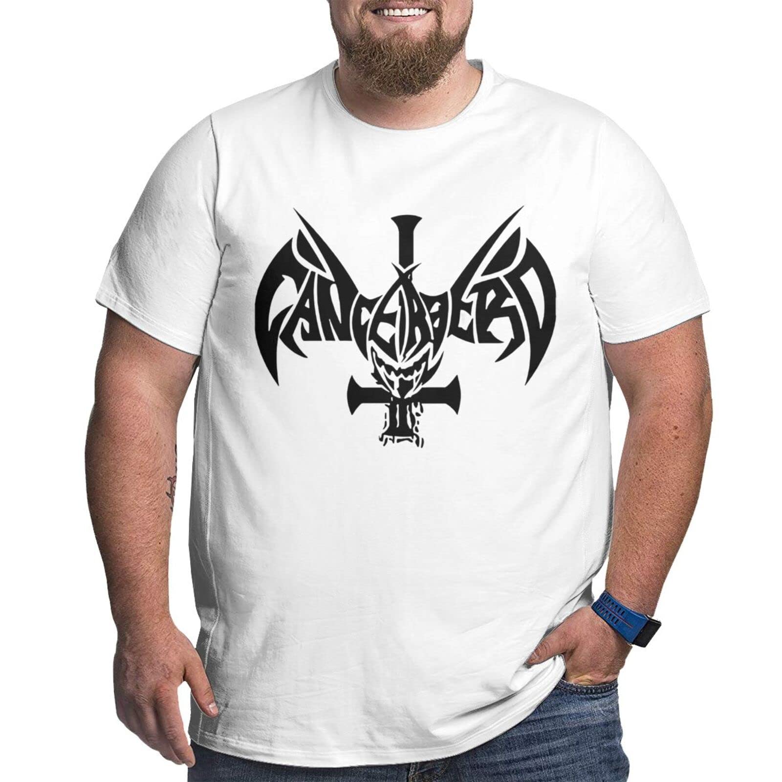 Canserbero Logo Oversized Cotton T-Shirt for Men - Big & Tall Short Sleeve Tee in White | Perfect for Casual Wear, Street Style & Hip-Hop Fans