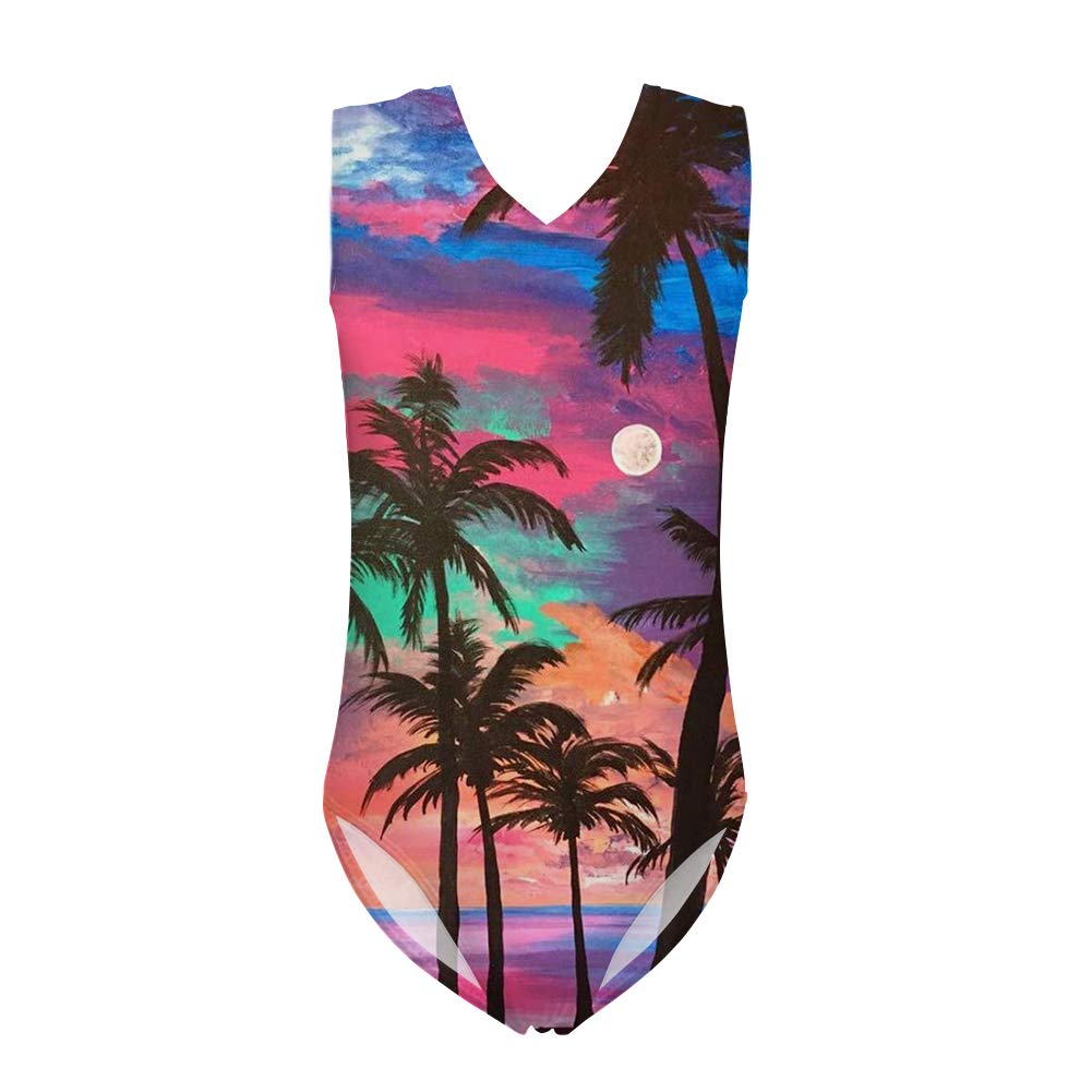 JEOCODY Girls Gymnastics Leotard - One Piece Dance Leotards for Kids 3-14 Years - Stretchy Athletic Leotard for Ballet, Cheerleading & Gymnastics Practice