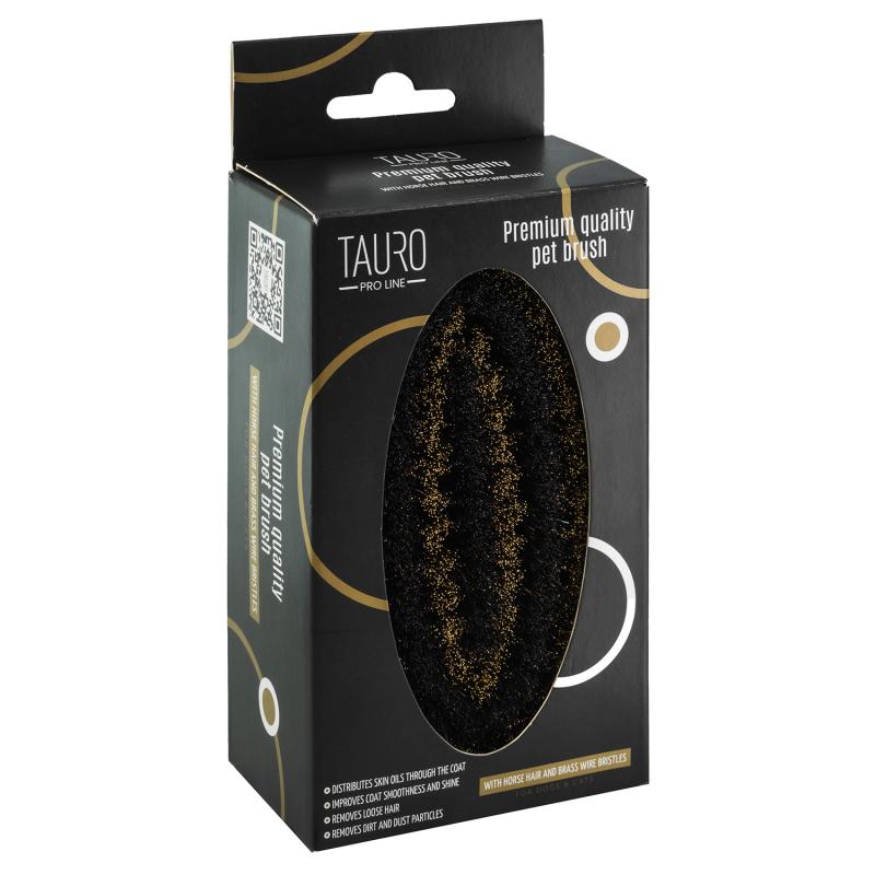 Tauro Pro Line Massage Brush - Natural Pear Wood & Horse Hair Bristles - Light Brown Oval Body Brush (5.3x2.8 Inch) - Perfect for Dry Brushing, Lymphatic Drainage & Spa Relaxation