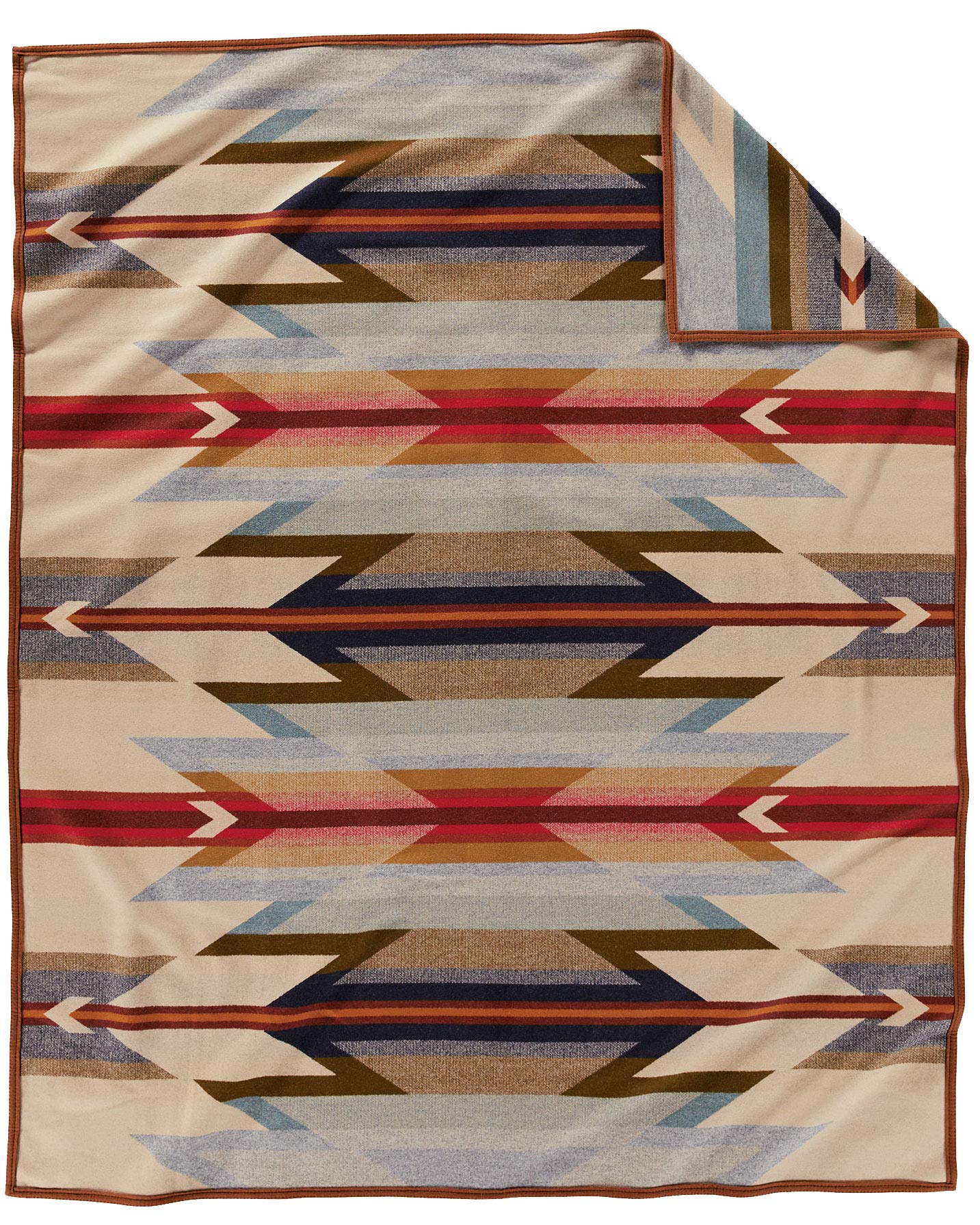PENDLETON Queen Size Wyeth Trail Blanket - Soft Wool Throw for Camping, Hiking & Outdoor Adventures - Wheat/Tan Color - Cozy Home Decor & Picnic Blanket