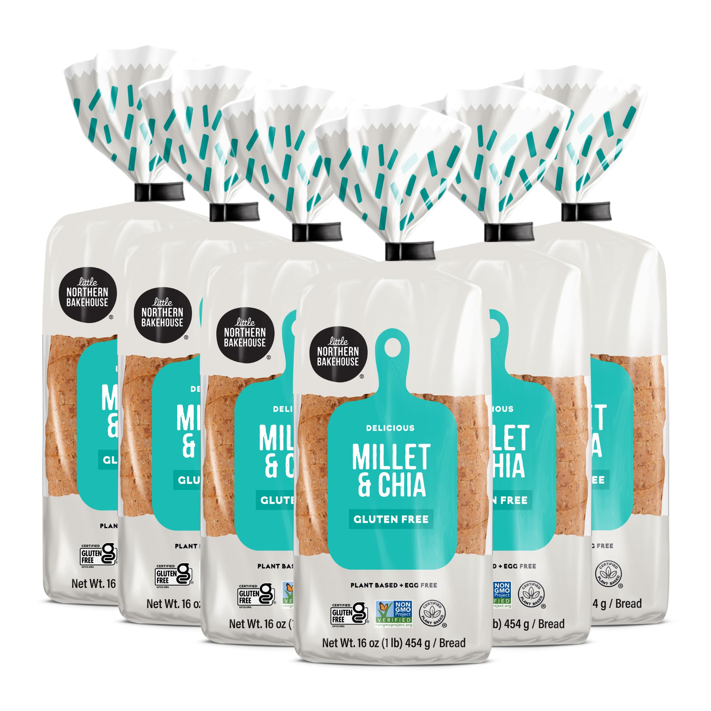 Little Northern Bakehouse Cinnamon Raisin Gluten Free Bread - Vegan, Non-GMO, Allergy Friendly Sliced Bread (6 Pack, 17 oz Each) - Perfect for Breakfast, Sandwiches, Toast & Healthy Snacks - Millet & Chia Seed Bread for Gluten Free Diets