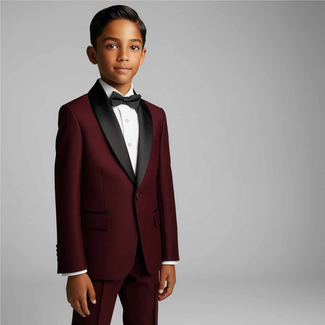 Boys Burgundy Tuxedo Suit - Formal 3-Piece Wedding Suit Set with Bow Tie & Vest for Kids - Perfect for Weddings, Parties & Special Occasions