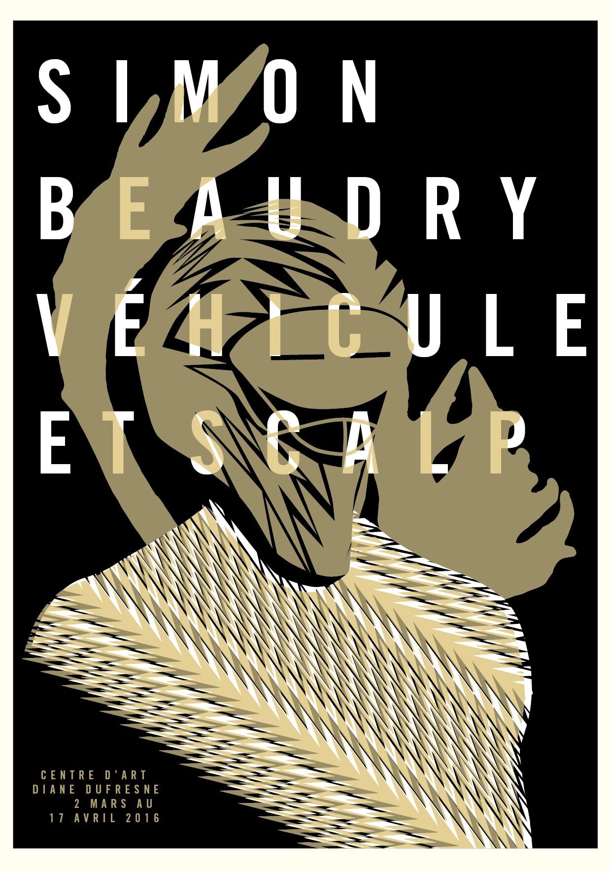 2016 Contemporary Exhibition Poster by Simon Beaudry - Vehicule et Scalp - Vintage Art Print for Home Decor & Office Wall Art