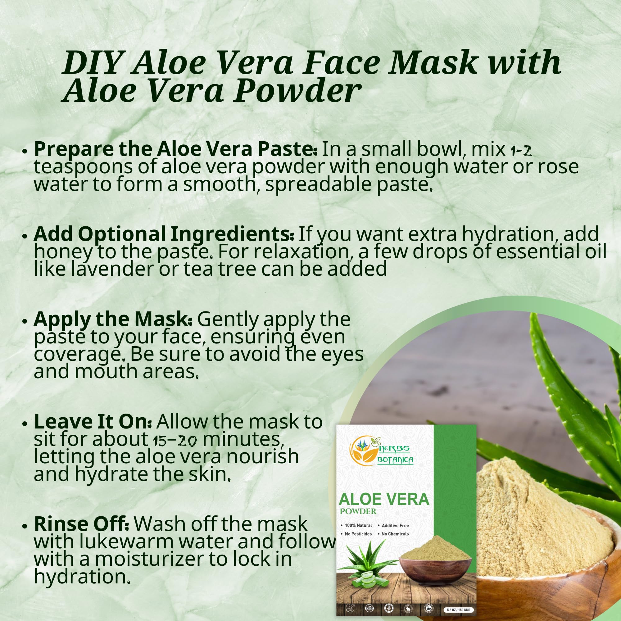 Organic Aloe Vera Powder for Hair Growth & Skin Care - Vegan, Non-GMO, 150g (5.3oz) - Moisturizing & Soothing Aloe Barbadensis for DIY Beauty, Face Masks, Hair Treatments & Sunburn Relief